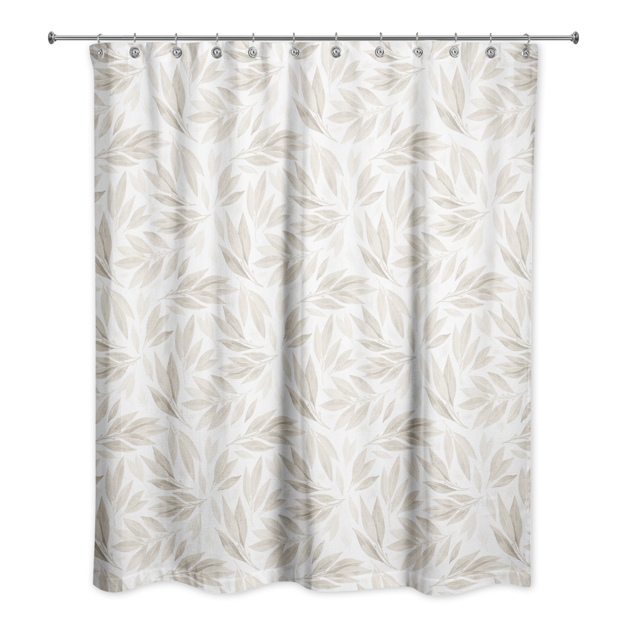Beige Watercolor Leaves 71x74 Shower Curtain