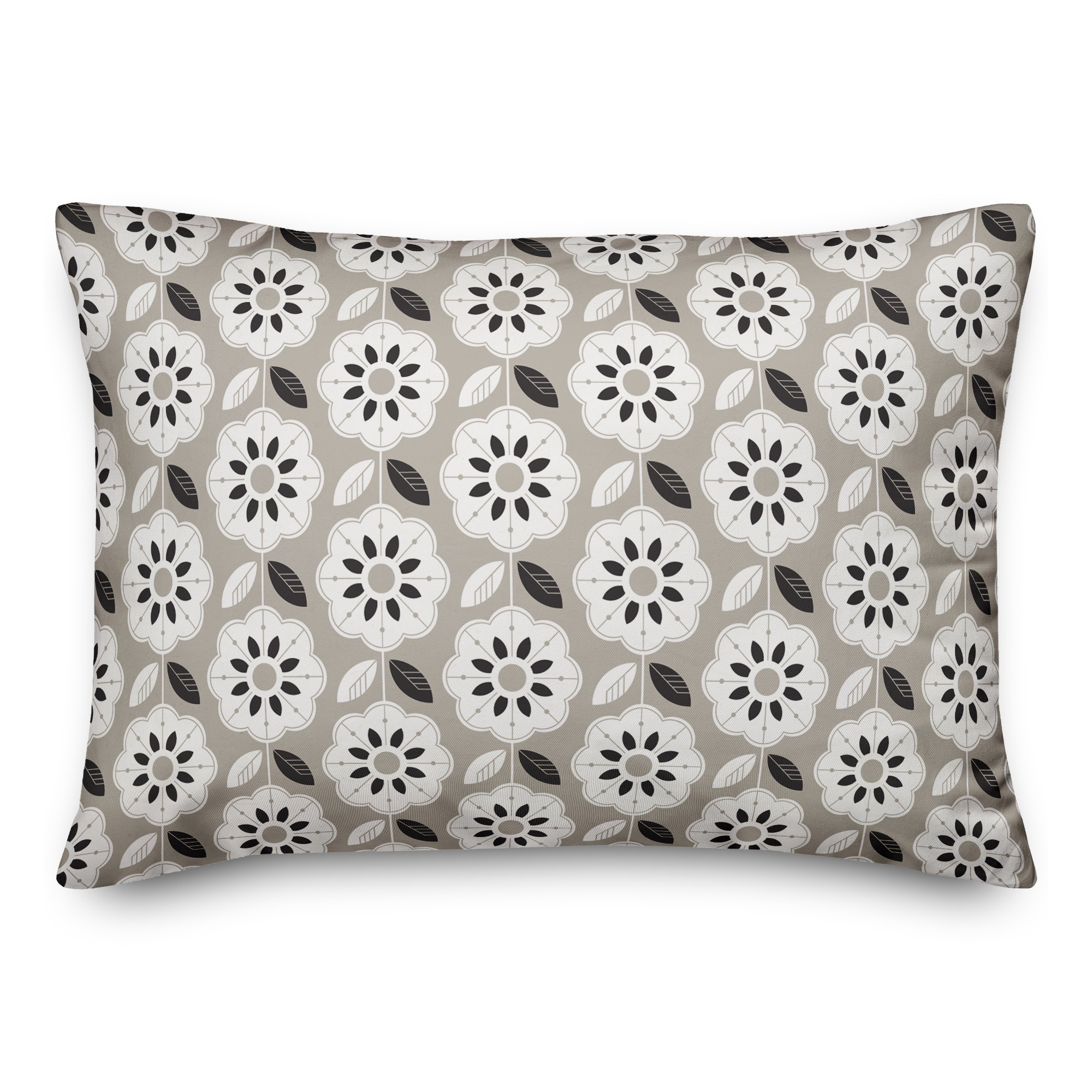 Black Gray Mod Pattern 14x20 Indoor / Outdoor Pillow