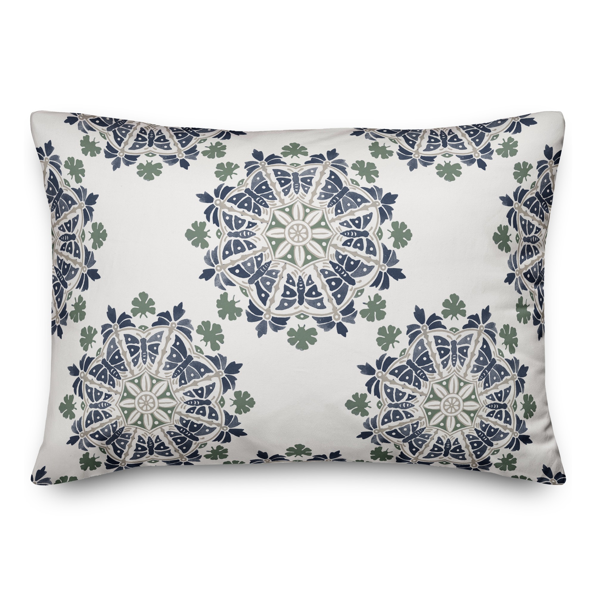Gray Medallions on Blue Textiles
