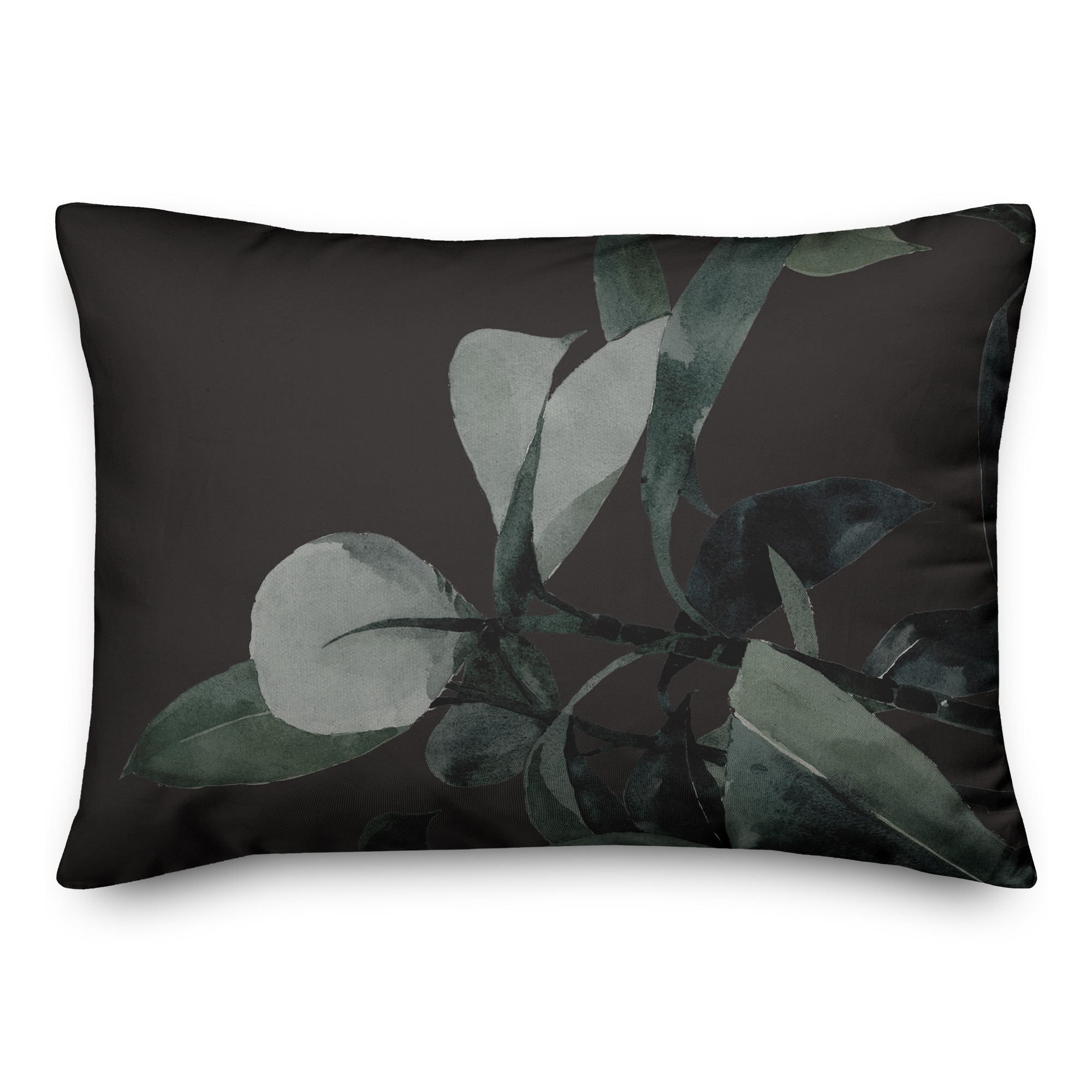 Black Watercolor Plant 14x20 Indoor / Outdoor Pillow