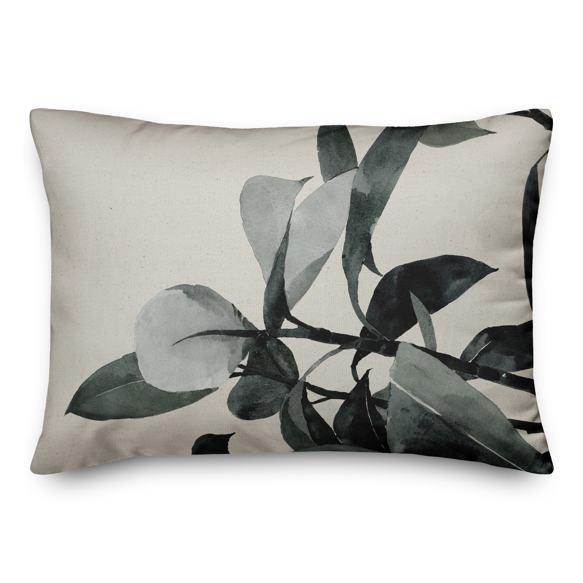 Black Watercolor Plant Textiles