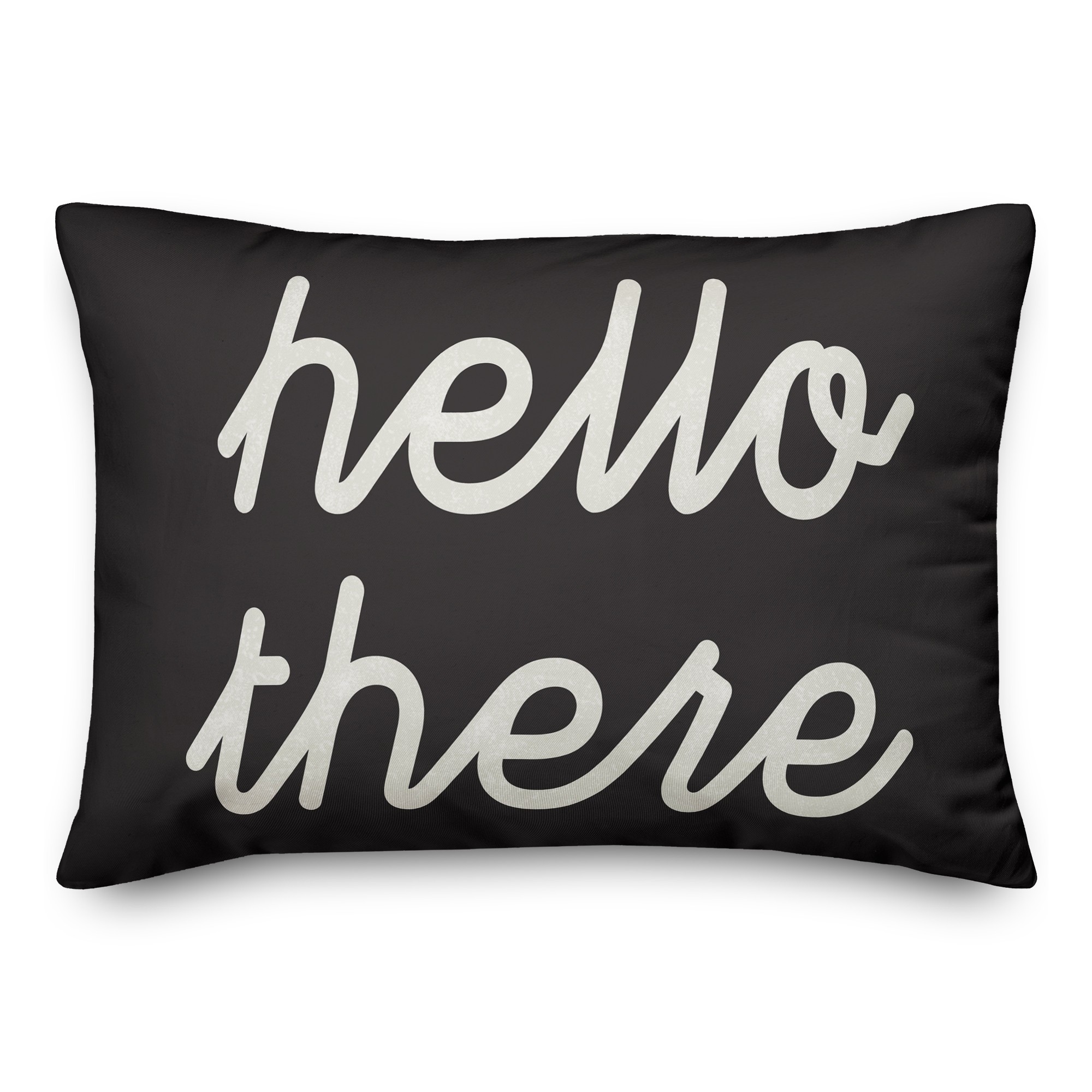 Black Hello There 14x20 Indoor / Outdoor Pillow