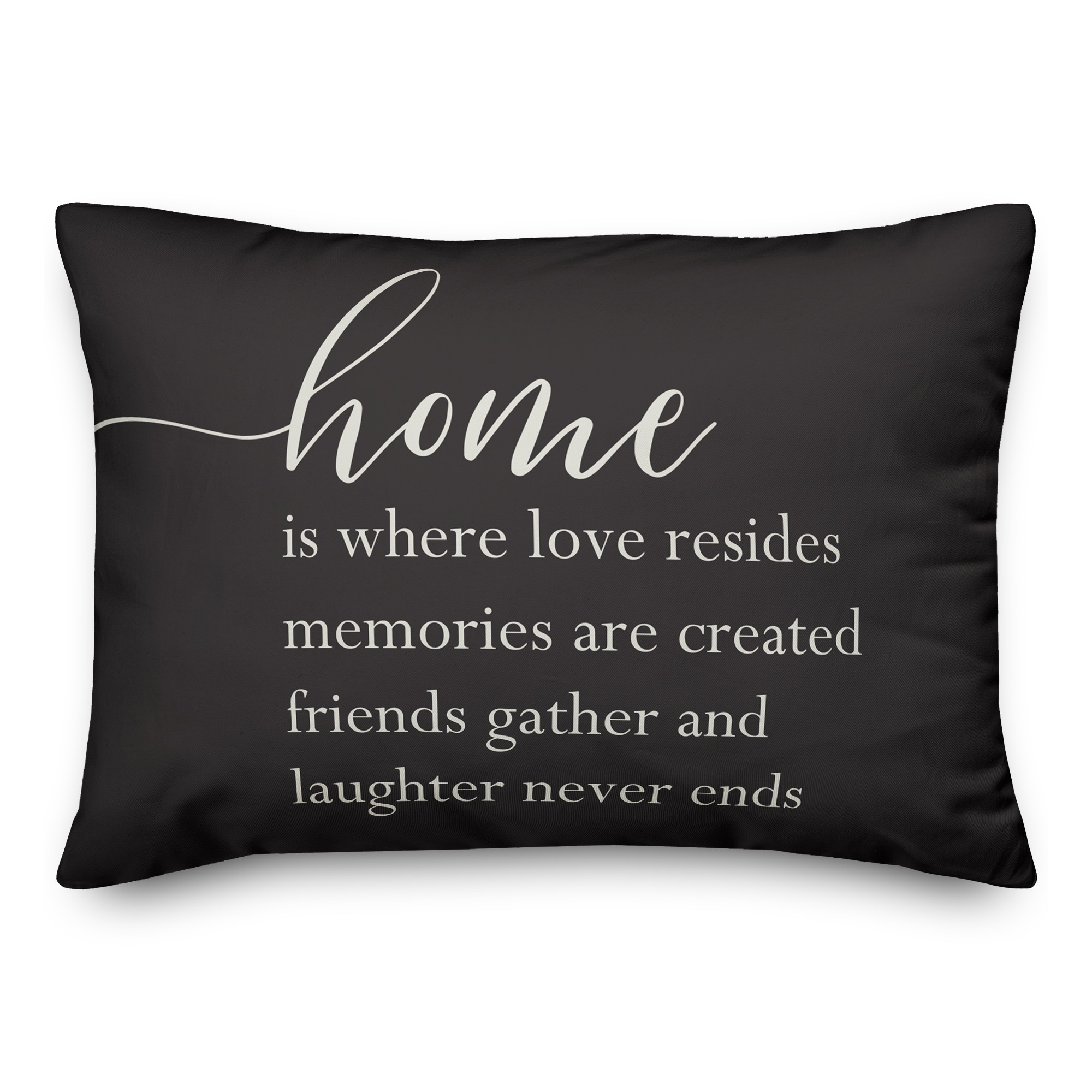 Black Home is Where Love is 14x20 Indoor / Outdoor Pillow
