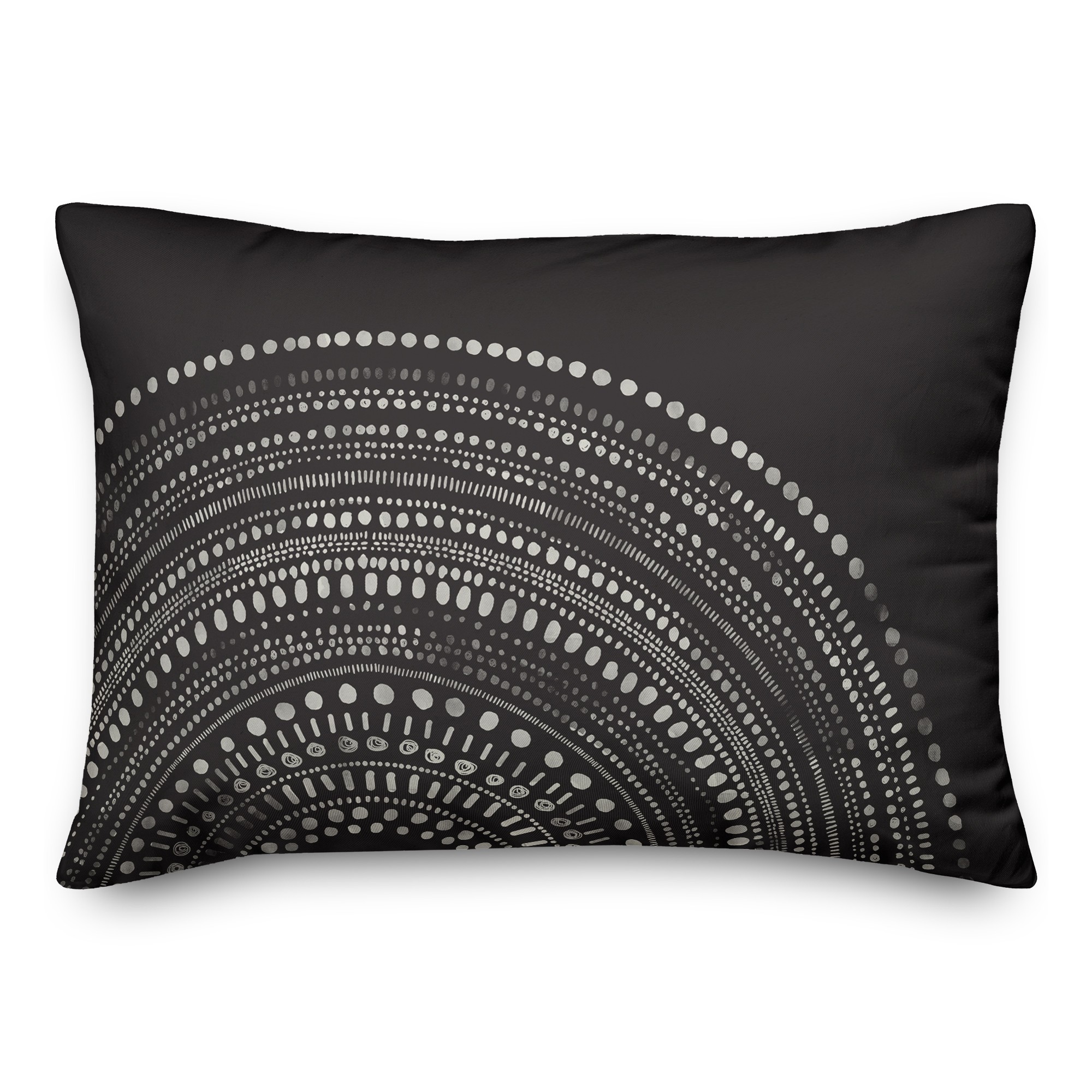 Black Circle Dot Pattern 14x20 Indoor / Outdoor Pillow