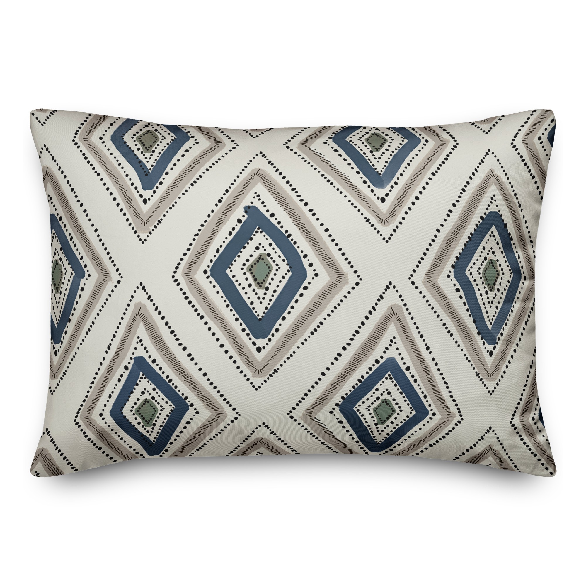 Gray Blue Diamond Pattern 14x20 Indoor / Outdoor Pillow