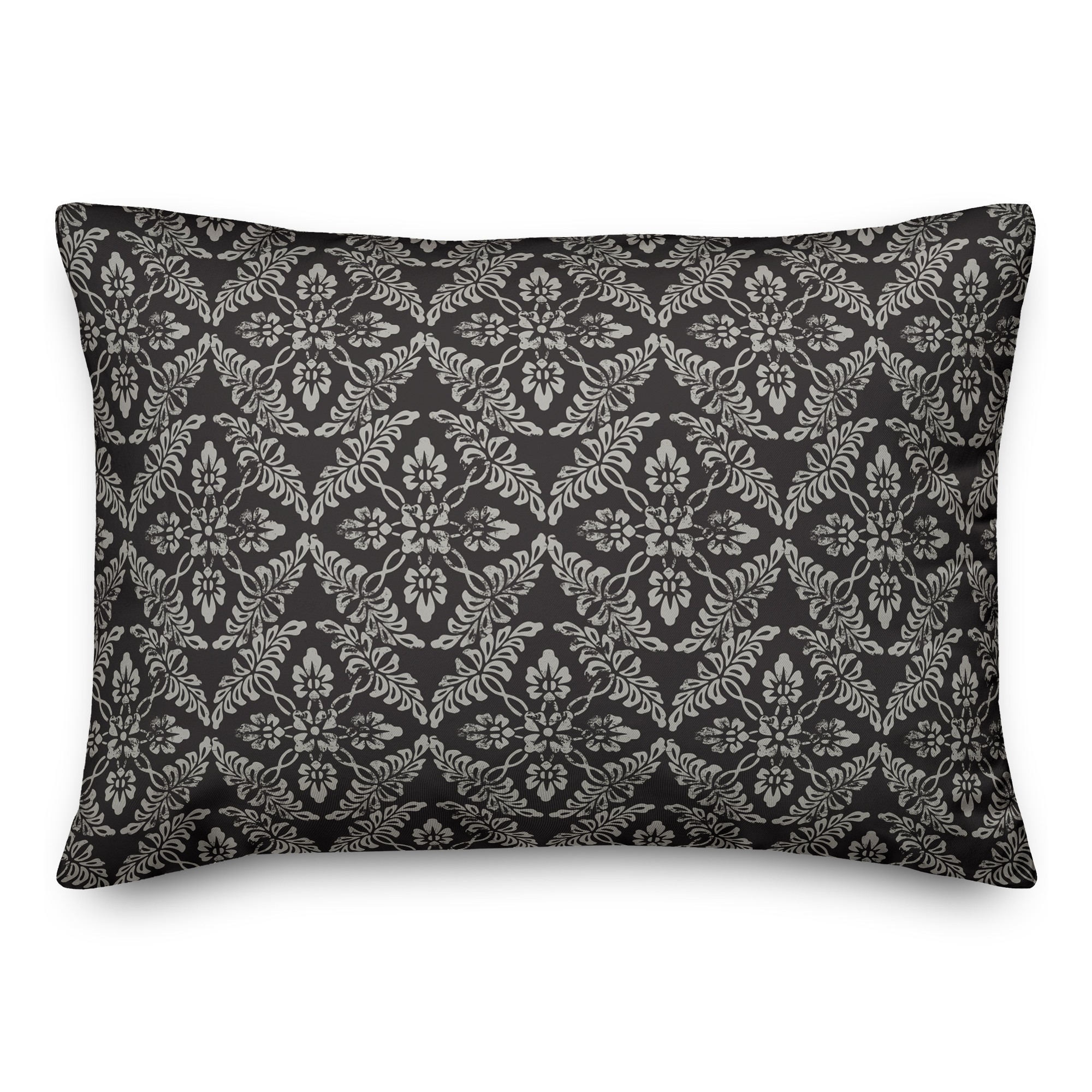 Black Medallion Pattern 14x20 Indoor / Outdoor Pillow