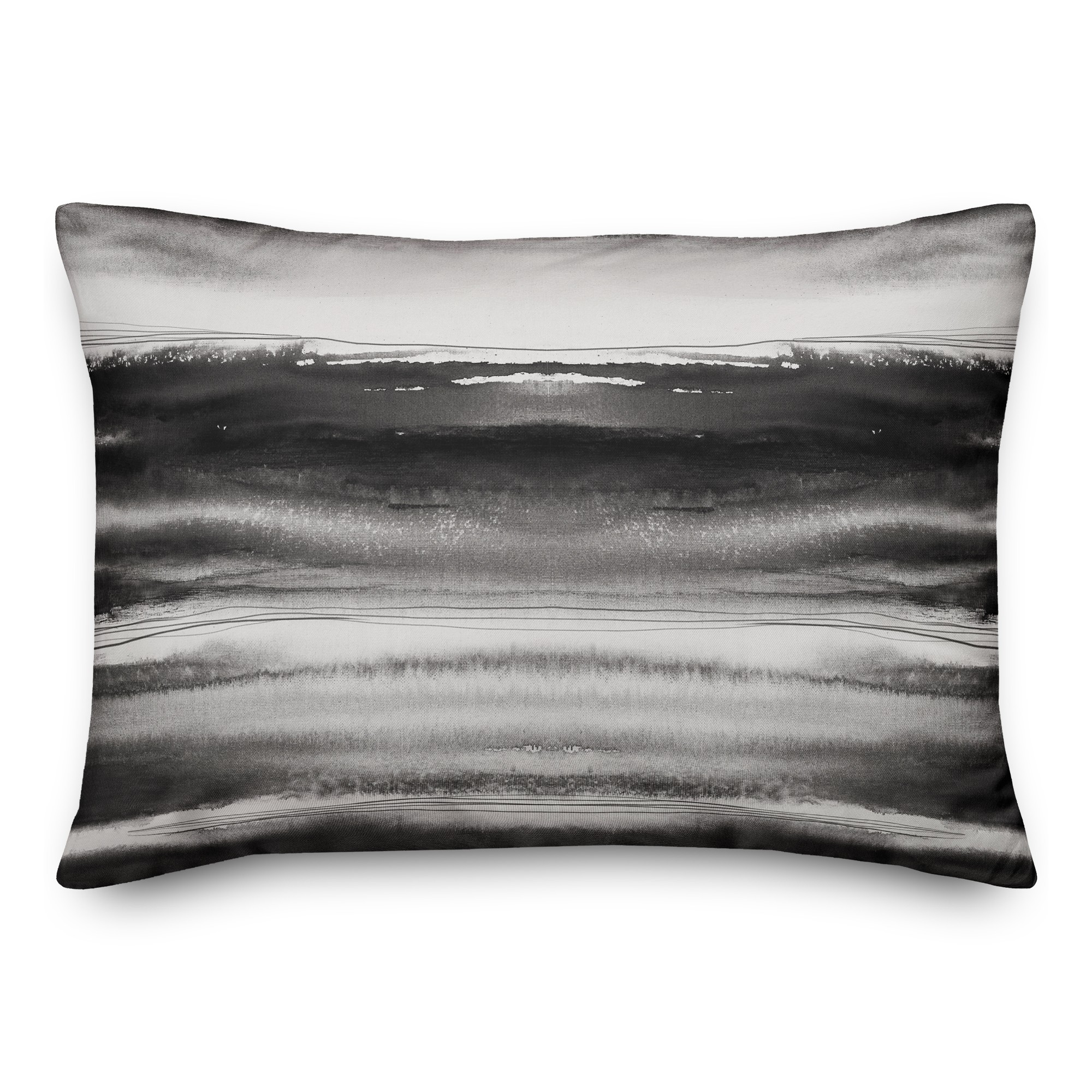 Black Watercolor Waves 14x20 Indoor / Outdoor Pillow
