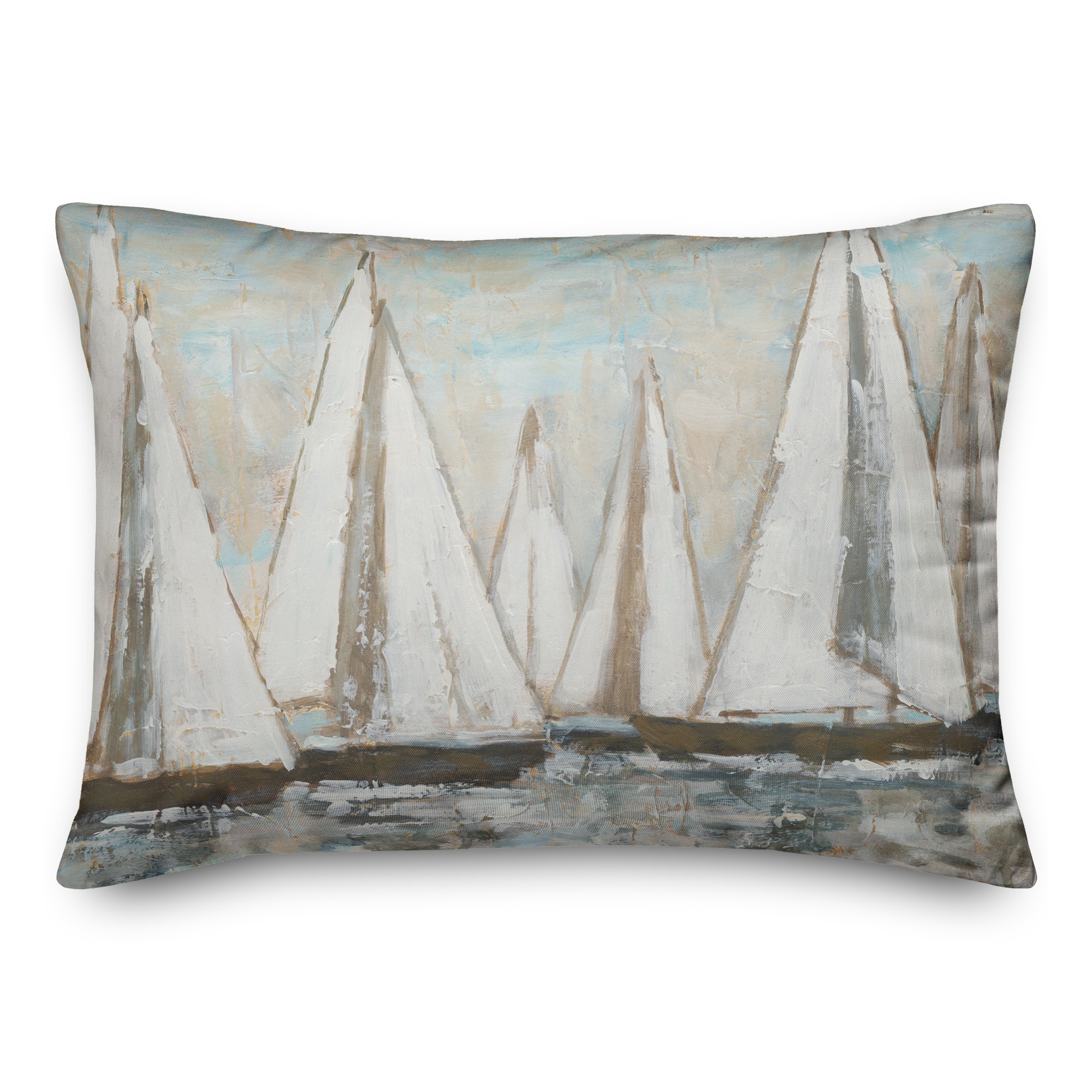 Painterly Sailboats 14x20 Indoor / Outdoor Pillow