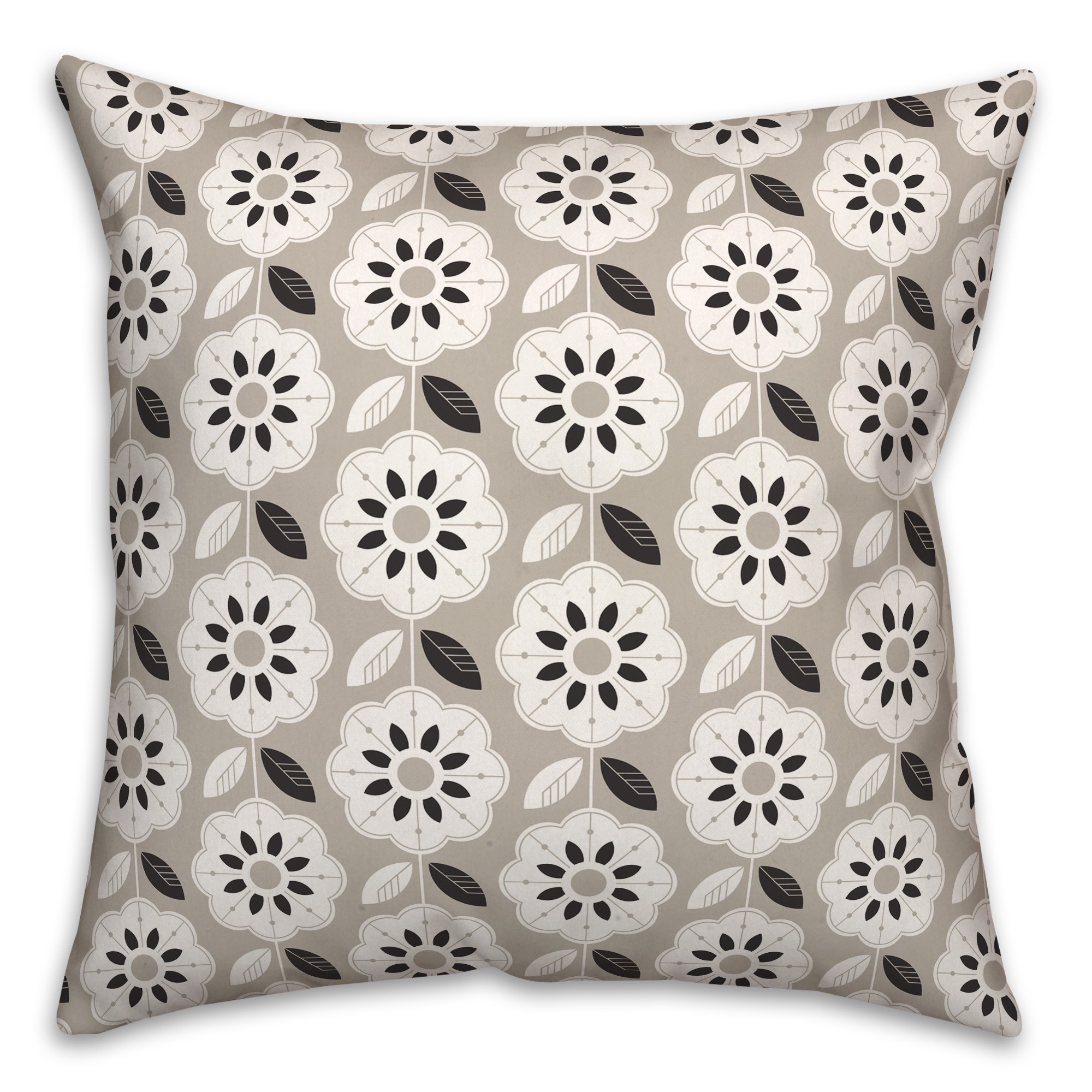 Black Gray Mod Pattern 18x18 Indoor / Outdoor Pillow