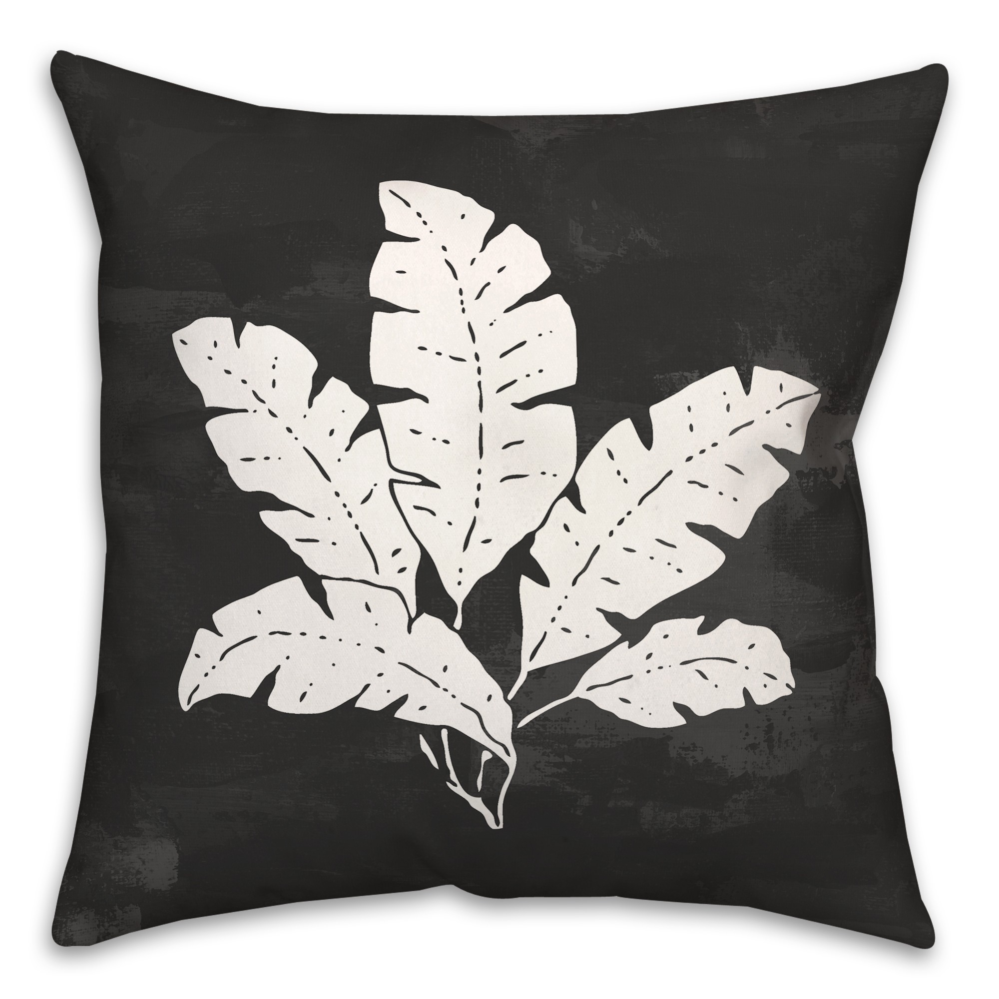 Leaf Texture on Black 18x18 Indoor / Outdoor Pillow