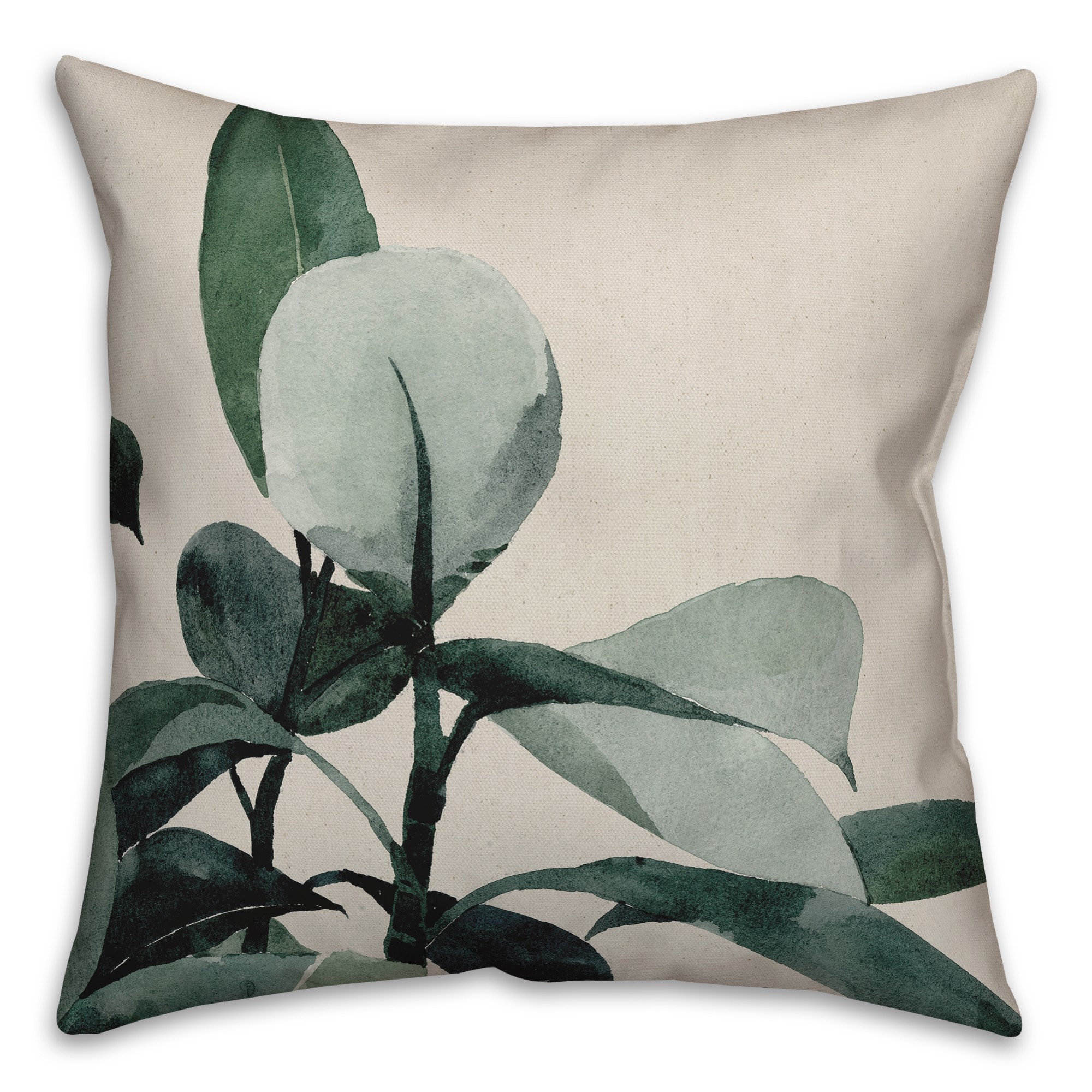 Black Watercolor Plant Textiles