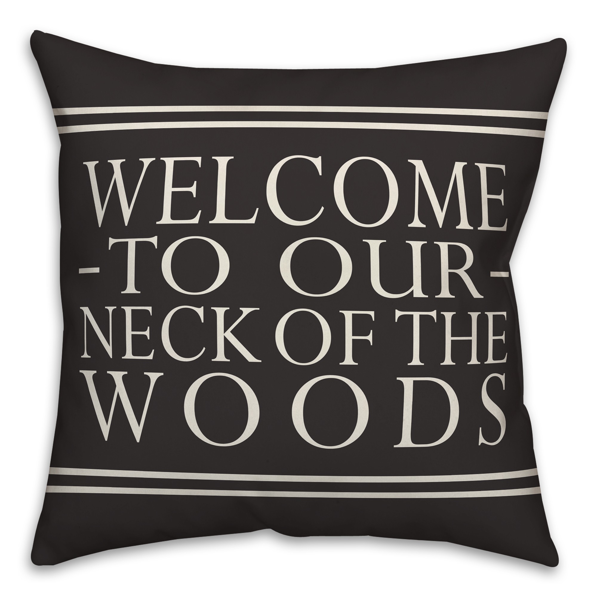 Welcome on Black 18x18 Indoor / Outdoor Pillow