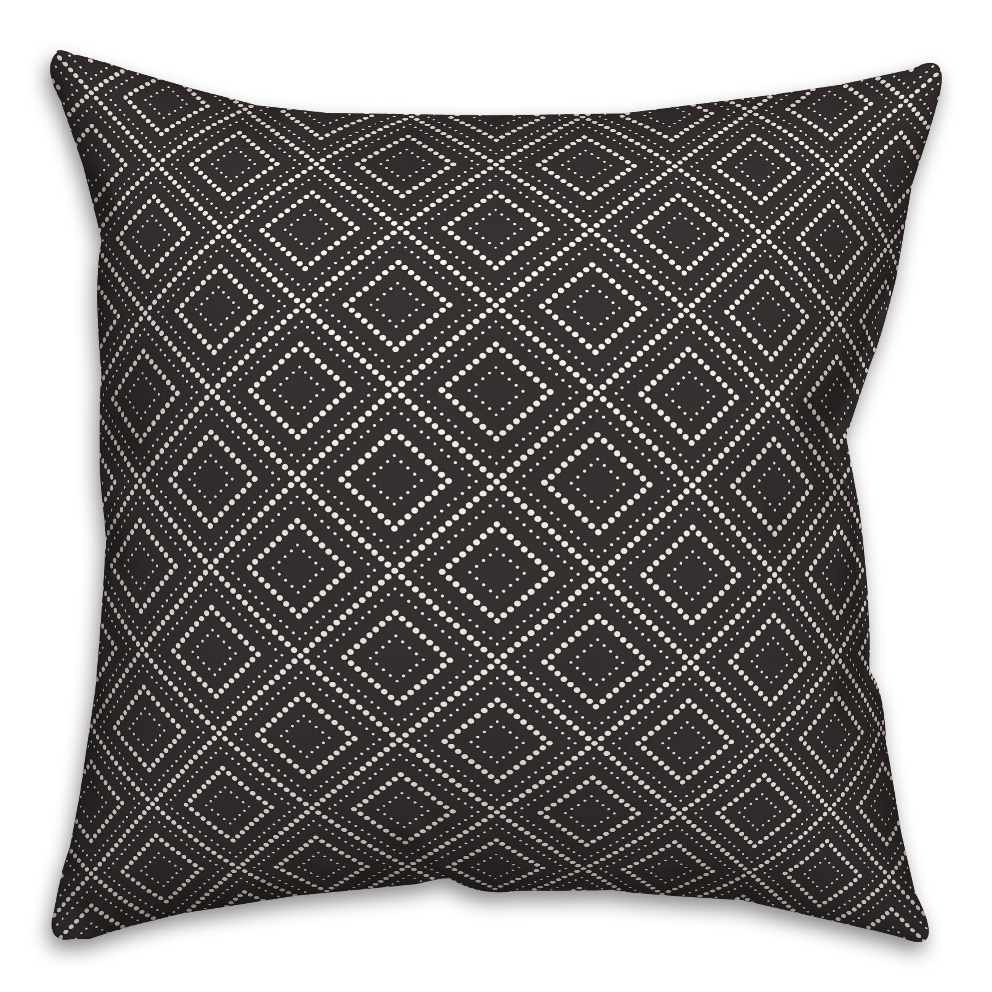 Black Diamond Dot Pattern 18x18 Indoor / Outdoor Pillow