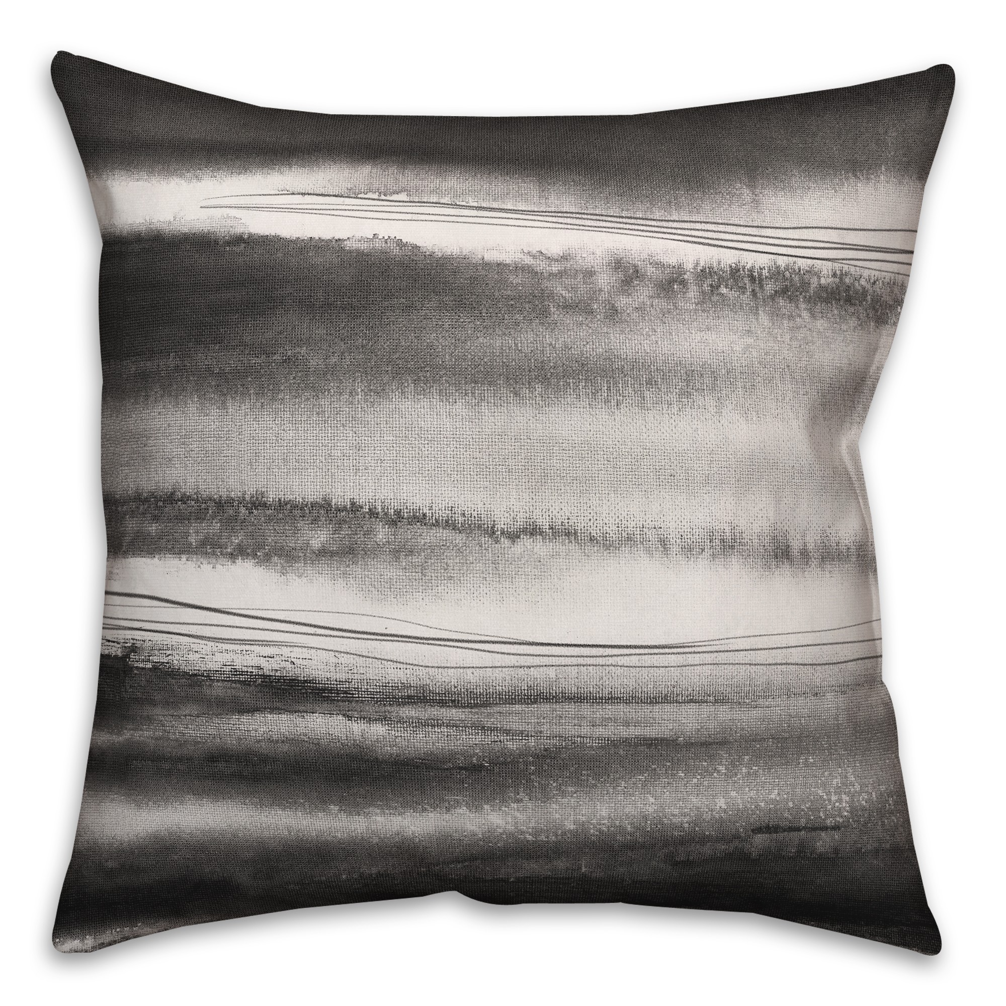 Black Watercolor Waves 18x18 Indoor / Outdoor Pillow