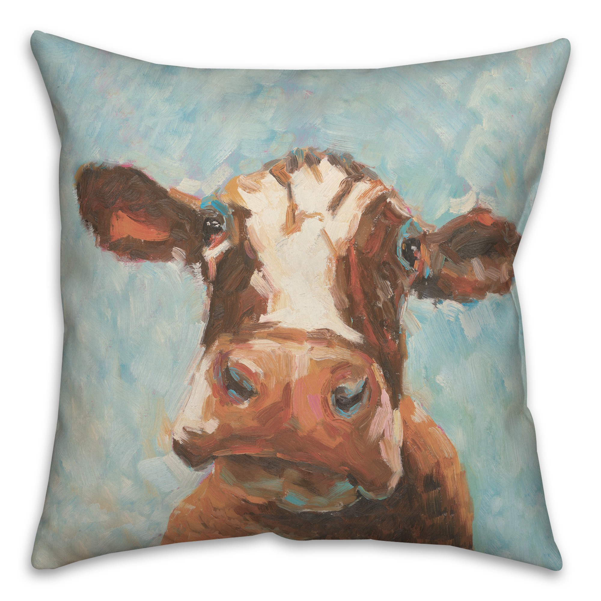 Brown Painted Cow 18x18 Indoor / Outdoor Pillow