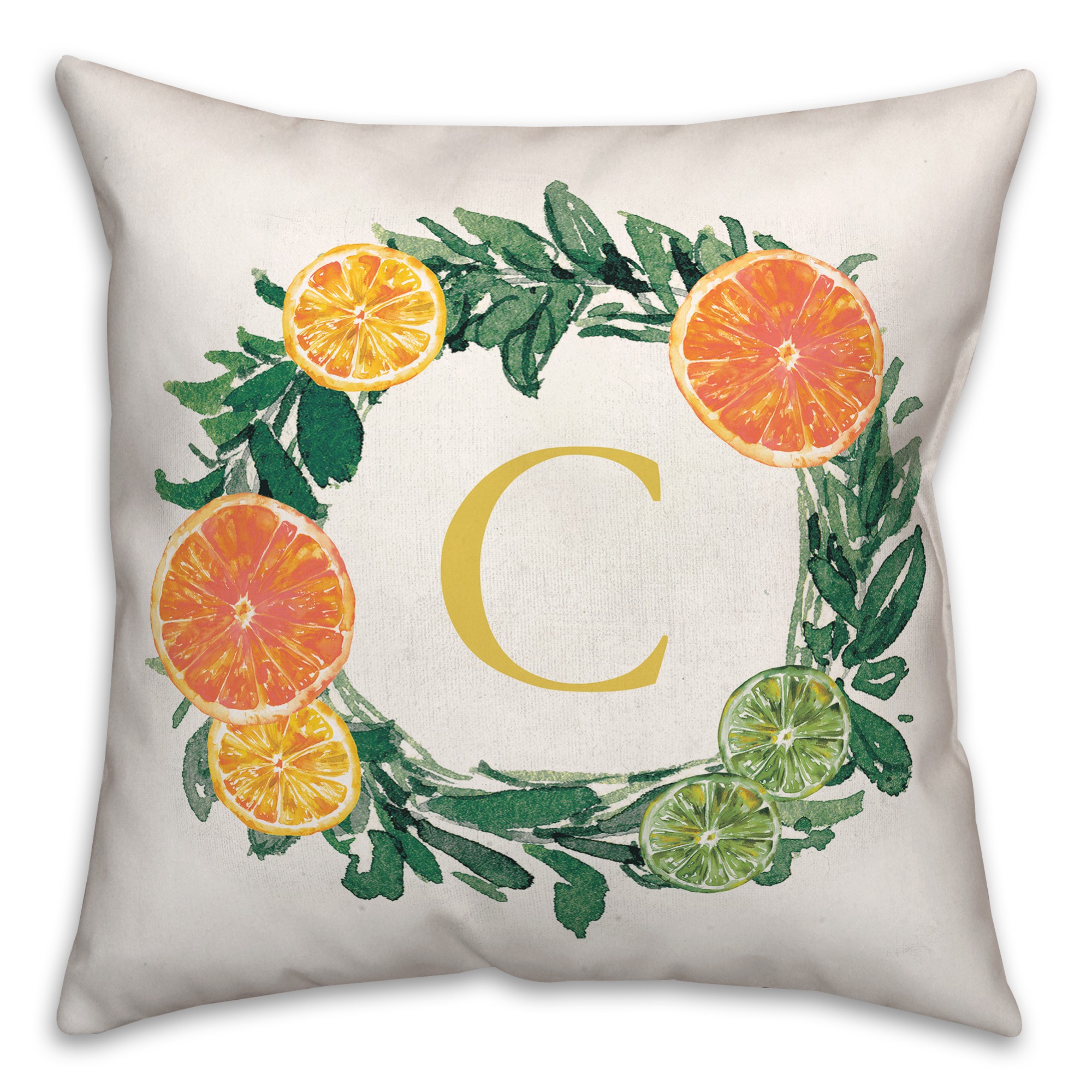 C Monogram Citrus 18x18 Indoor / Outdoor Pillow