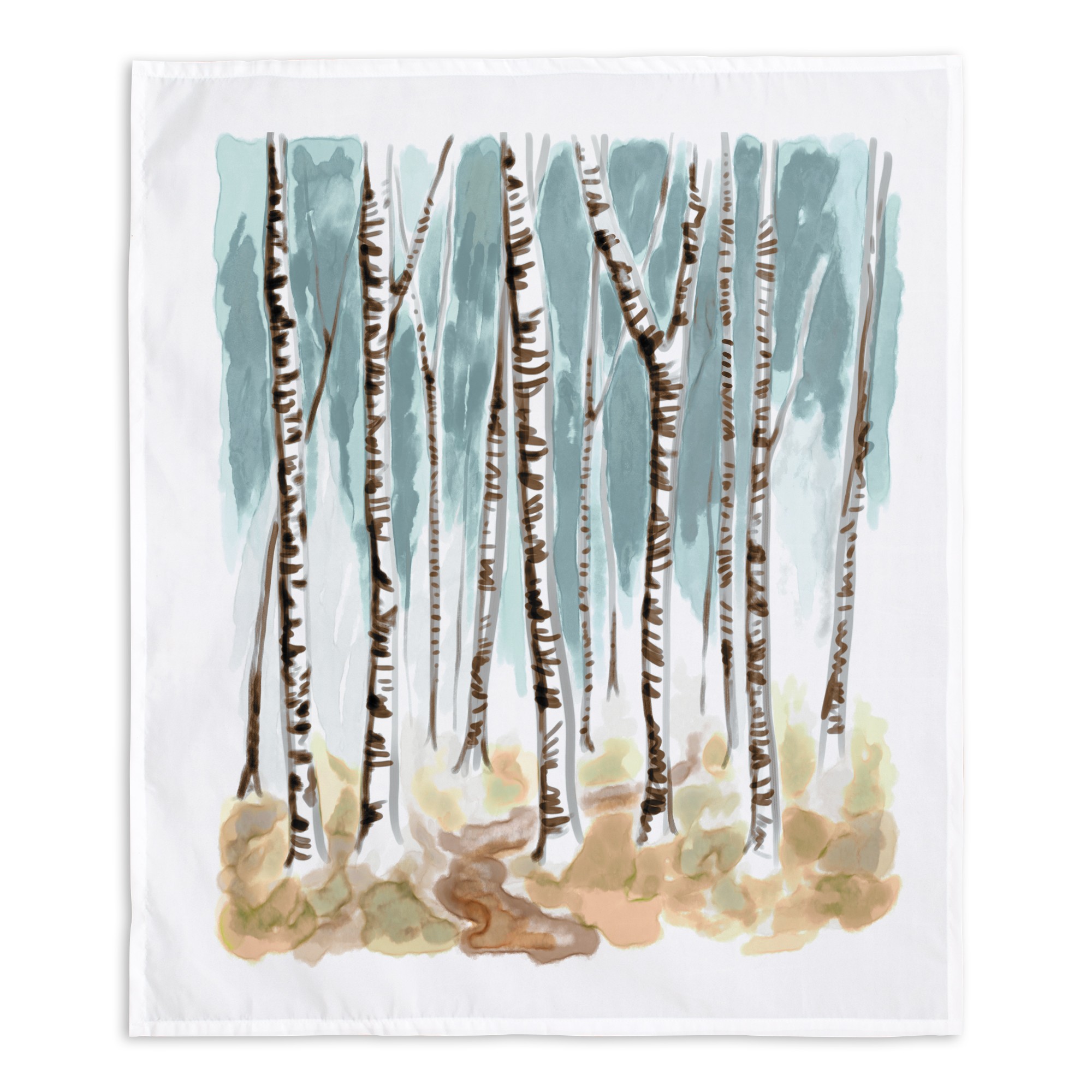 Watercolor Birches 34x40 Tapestry