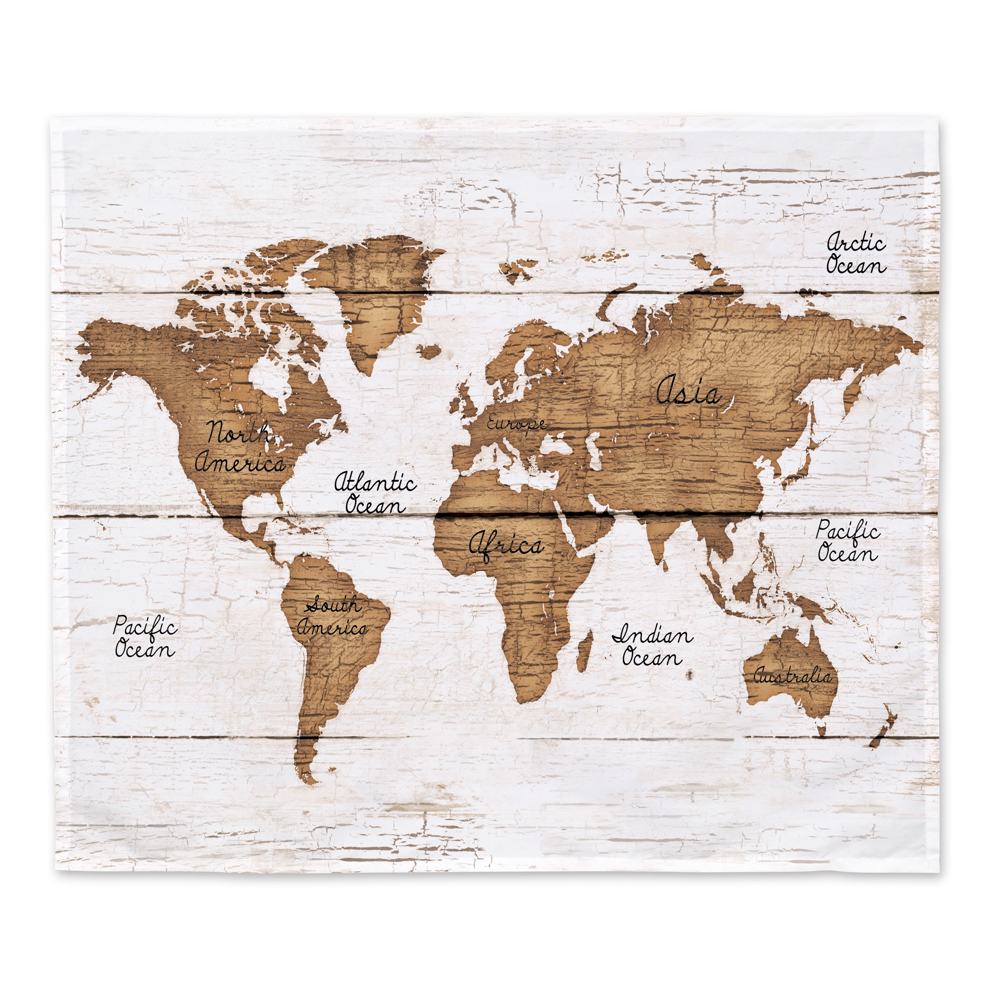 World Map Wood Planks 34x40 Tapestry