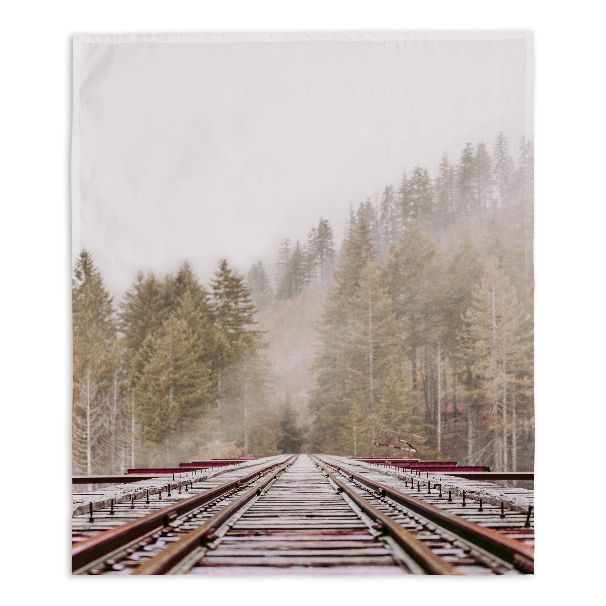 Forest Mountain Railway Gold 57x57 Tapestry