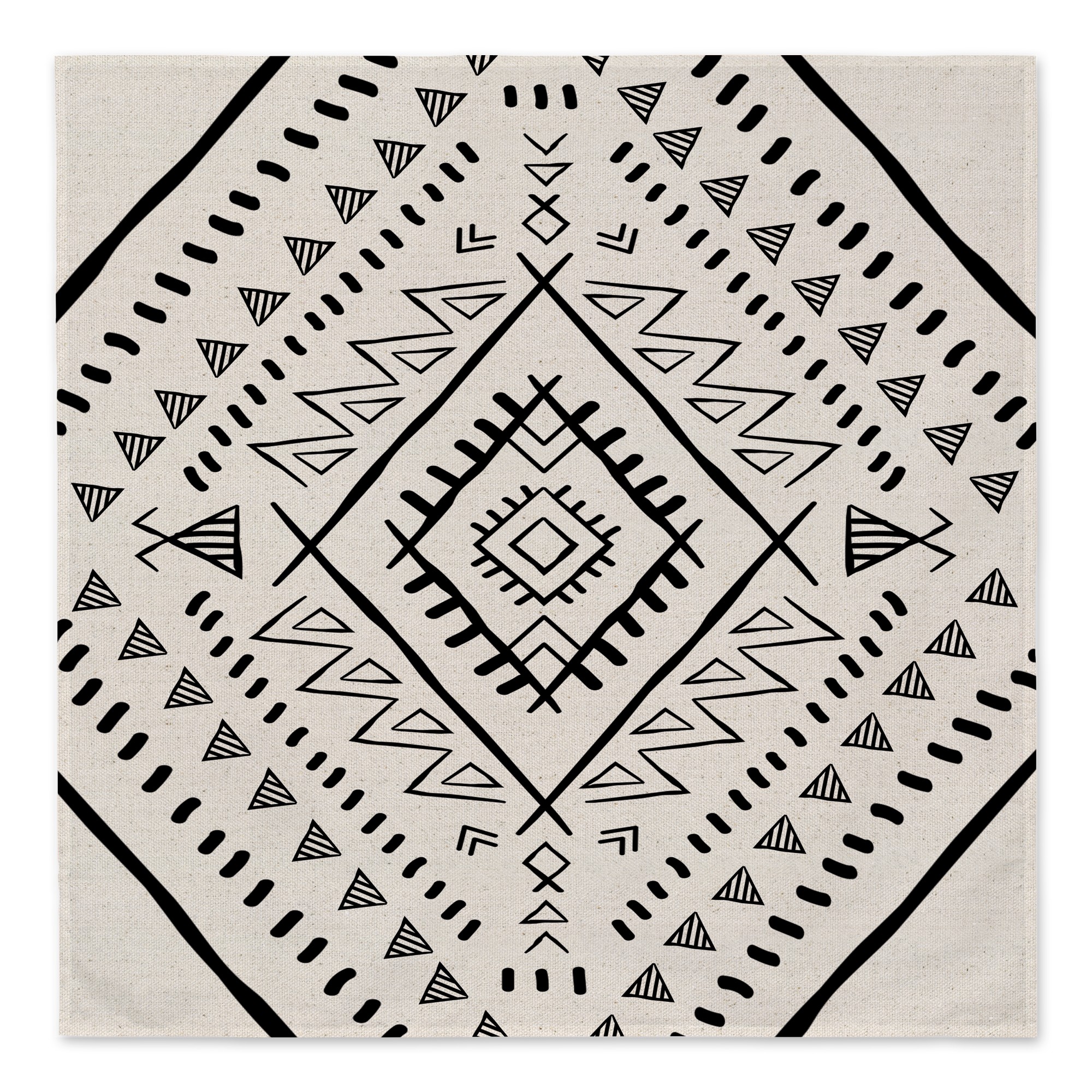 Black Geometric Boho Pattern 57x57 Tapestry