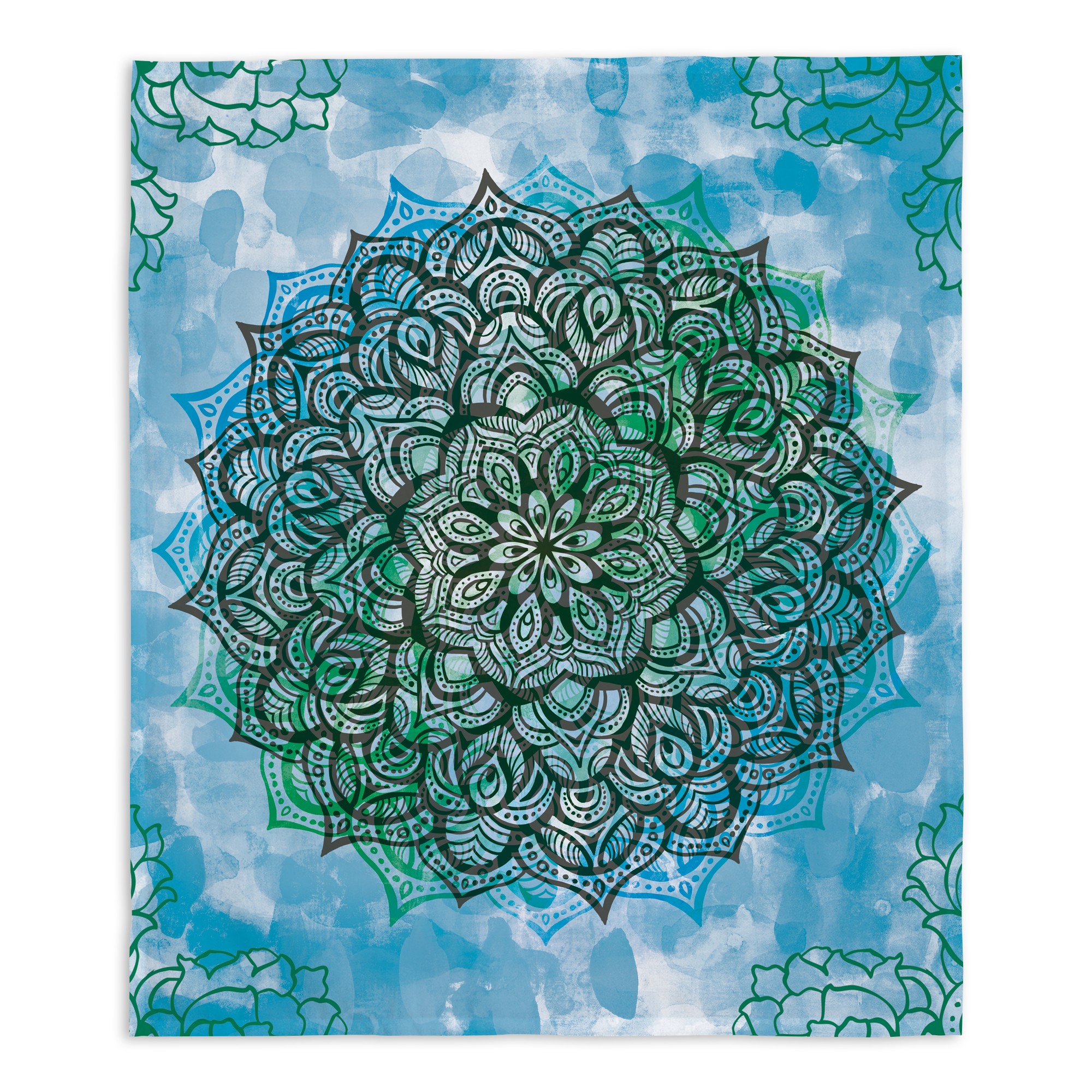 Tye Dye Mandala Blue 34x40 Tapestry