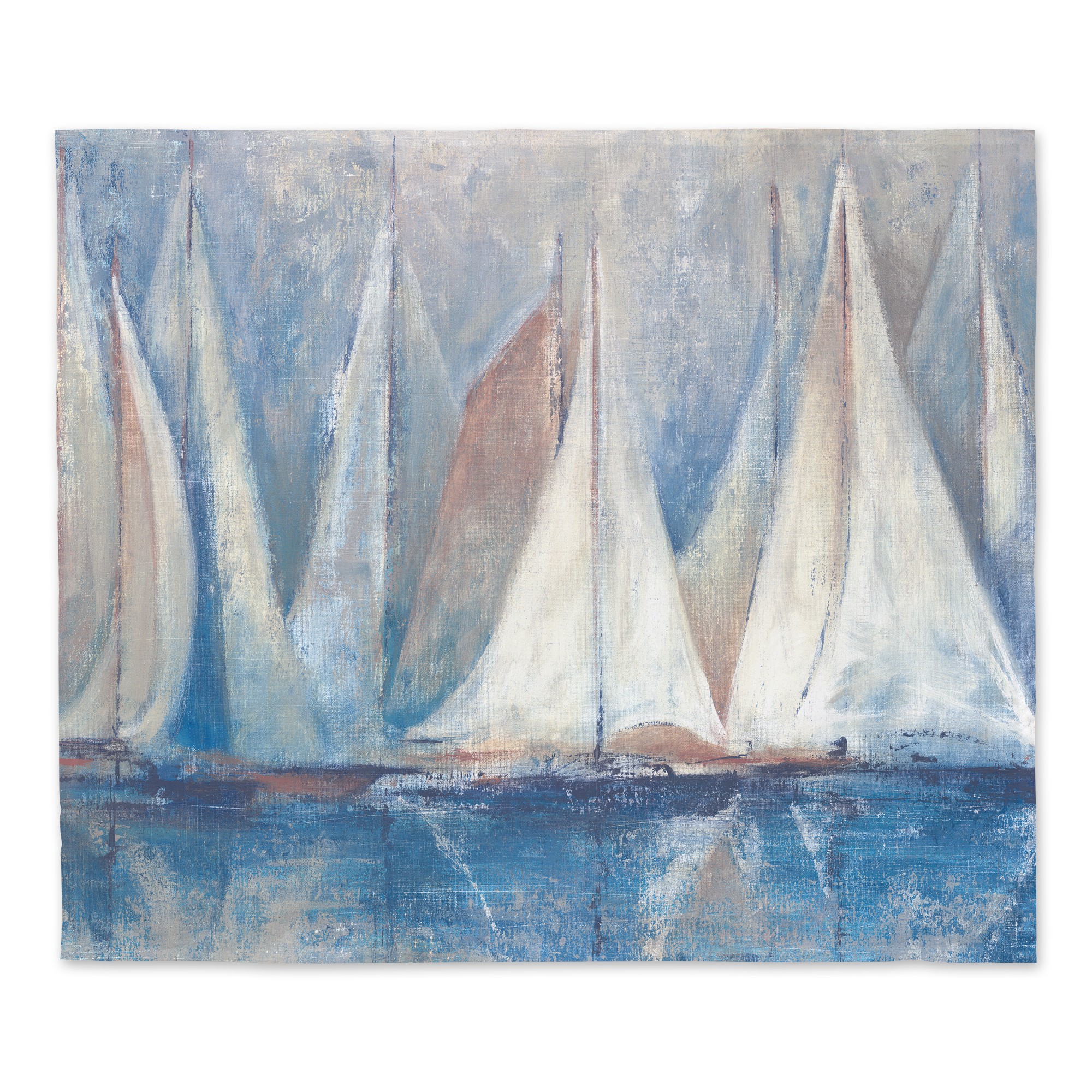 Painted Sailboats Blue 34x40 Tapestry