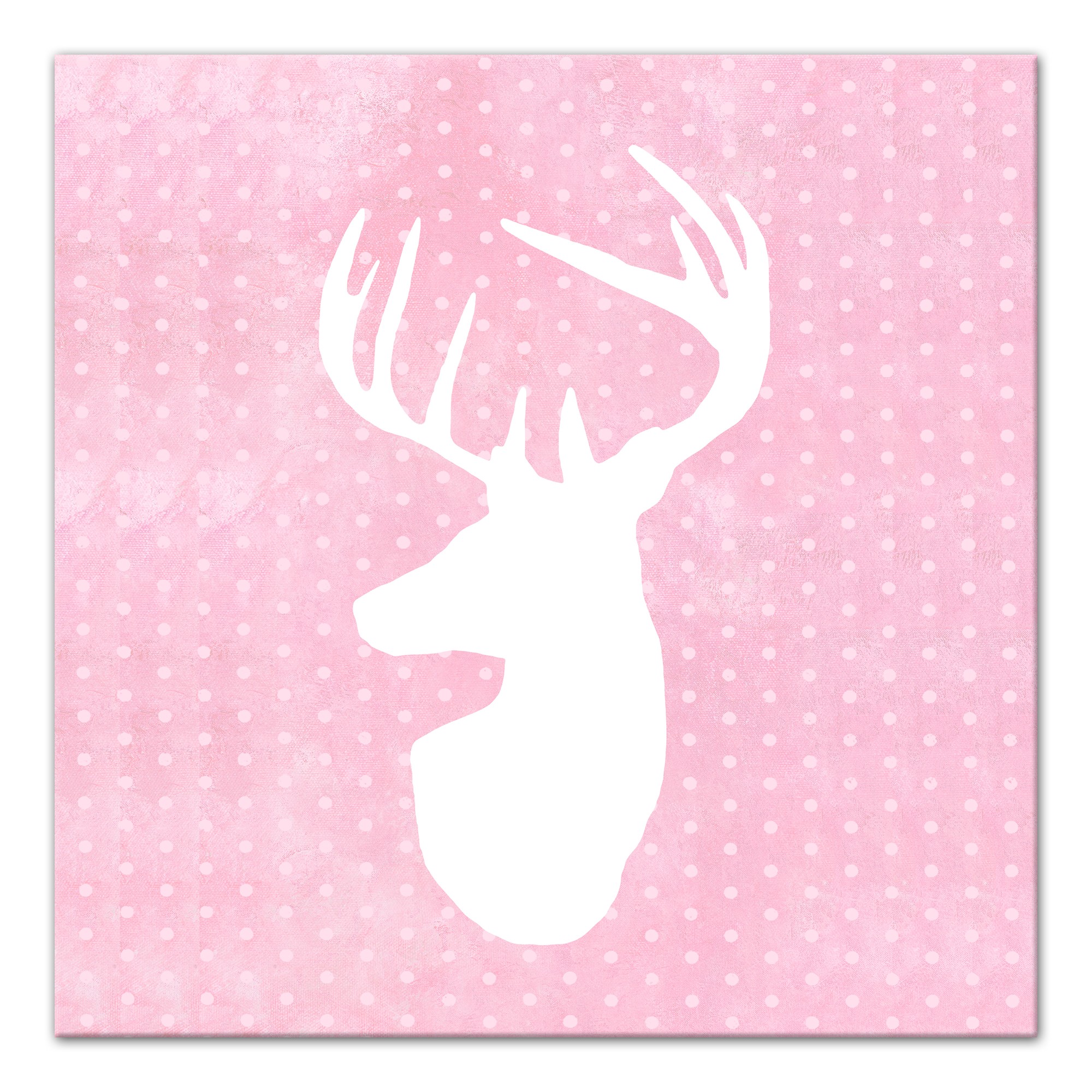 Deer Polka Dots Pink  Wall Art