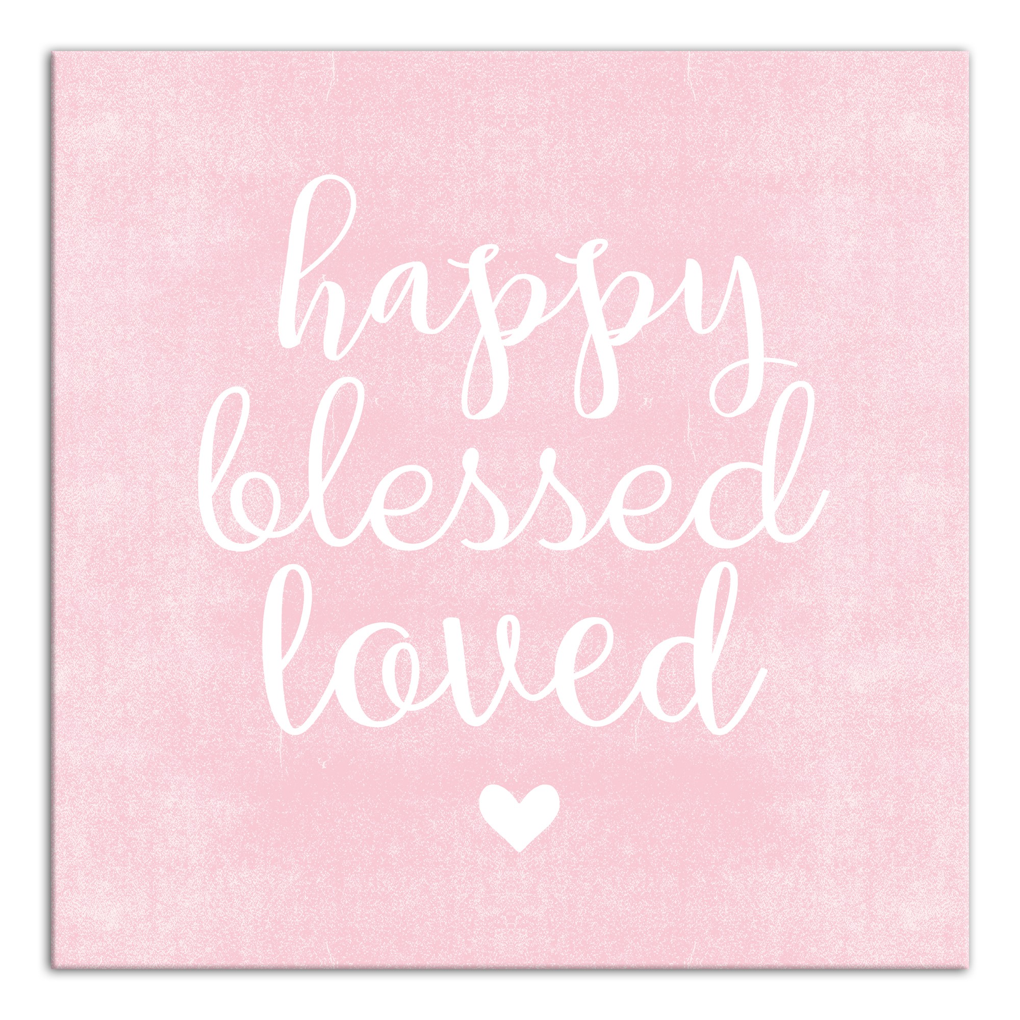 Happy Blessed Loved Pink   Wall Art