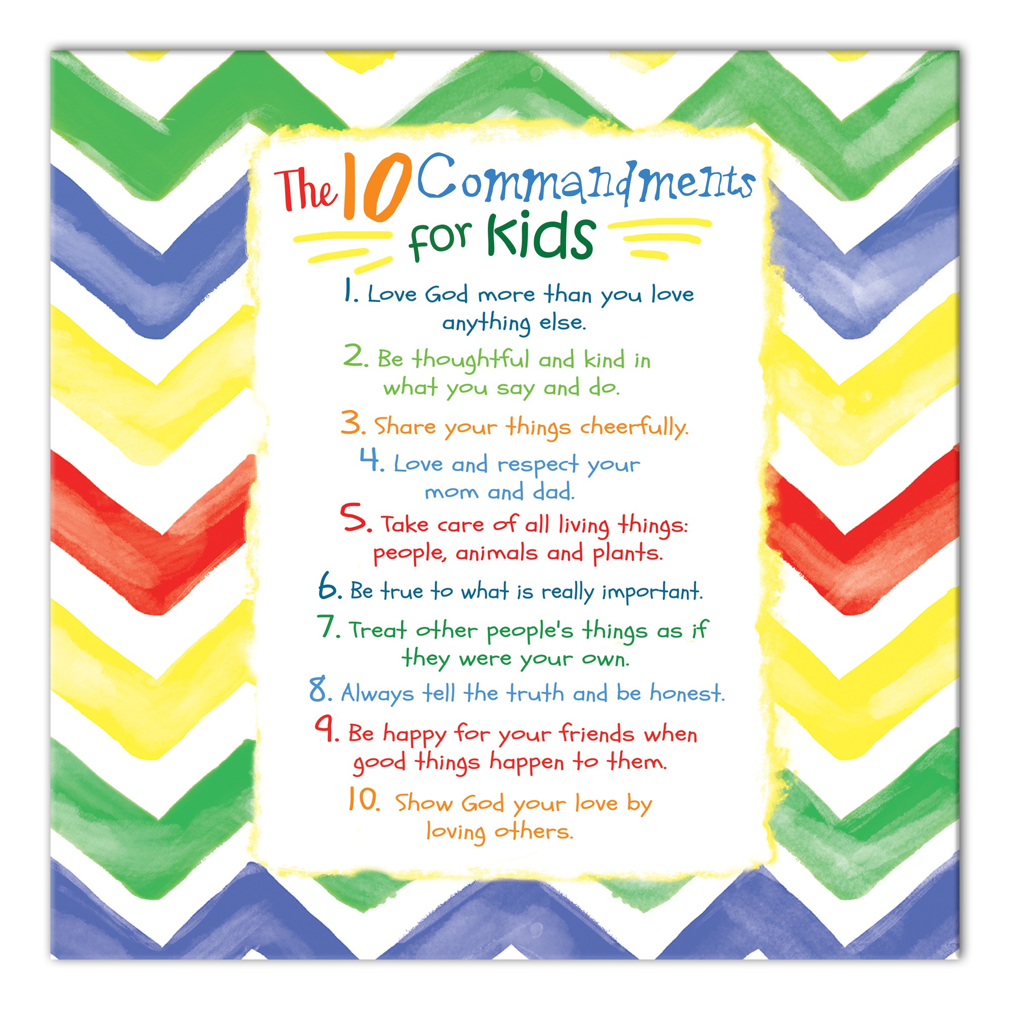 Kids Ten Commandments Chevron   Wall Art