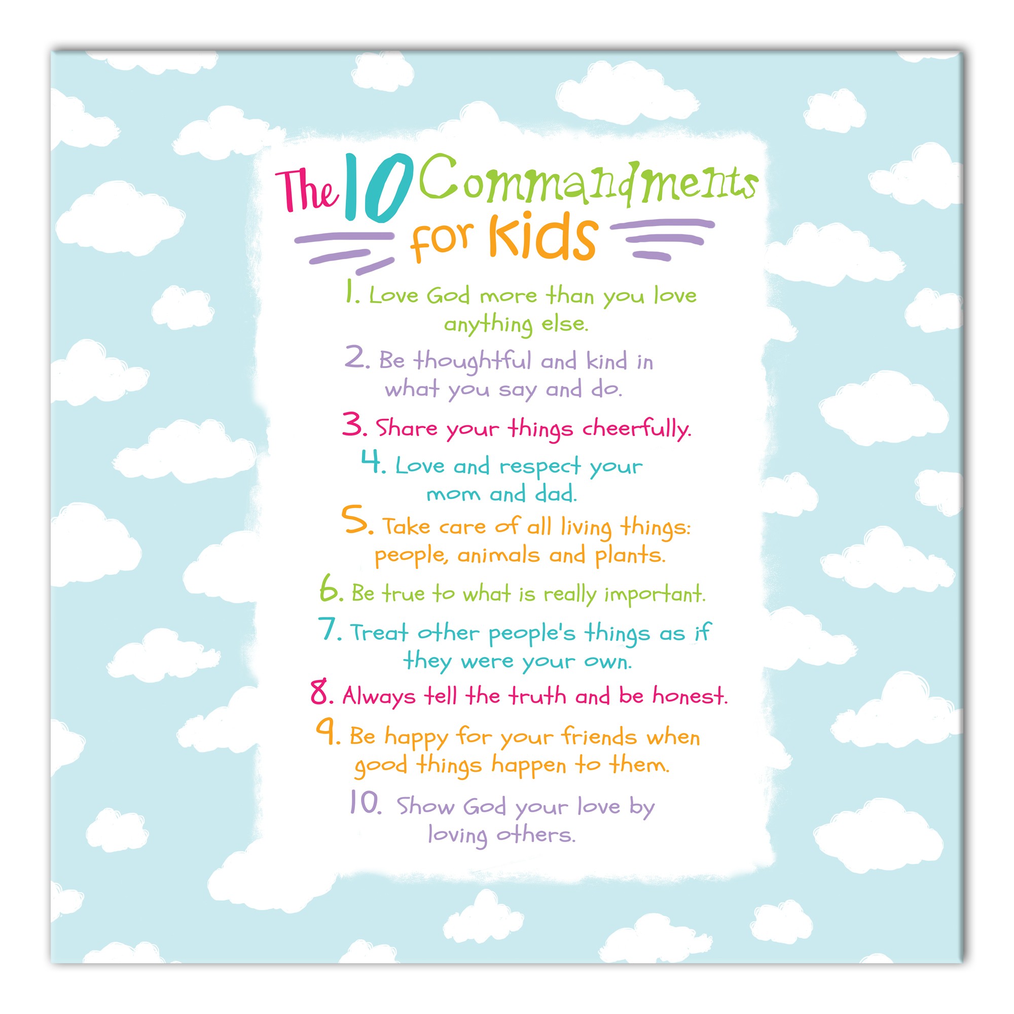 Kids Ten Commandments Clouds   Wall Art