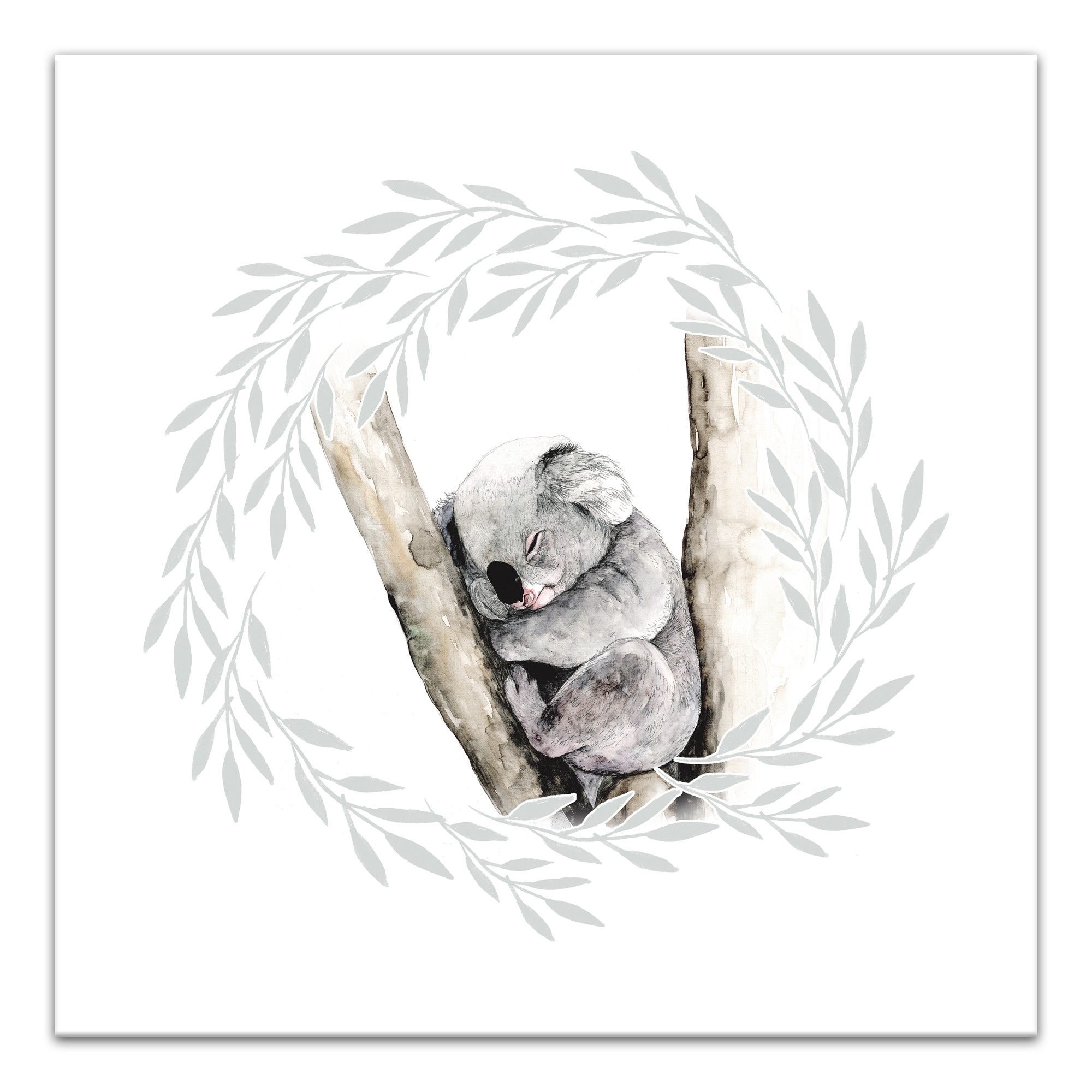 Sleeping Koala With Wreath Wall Art
