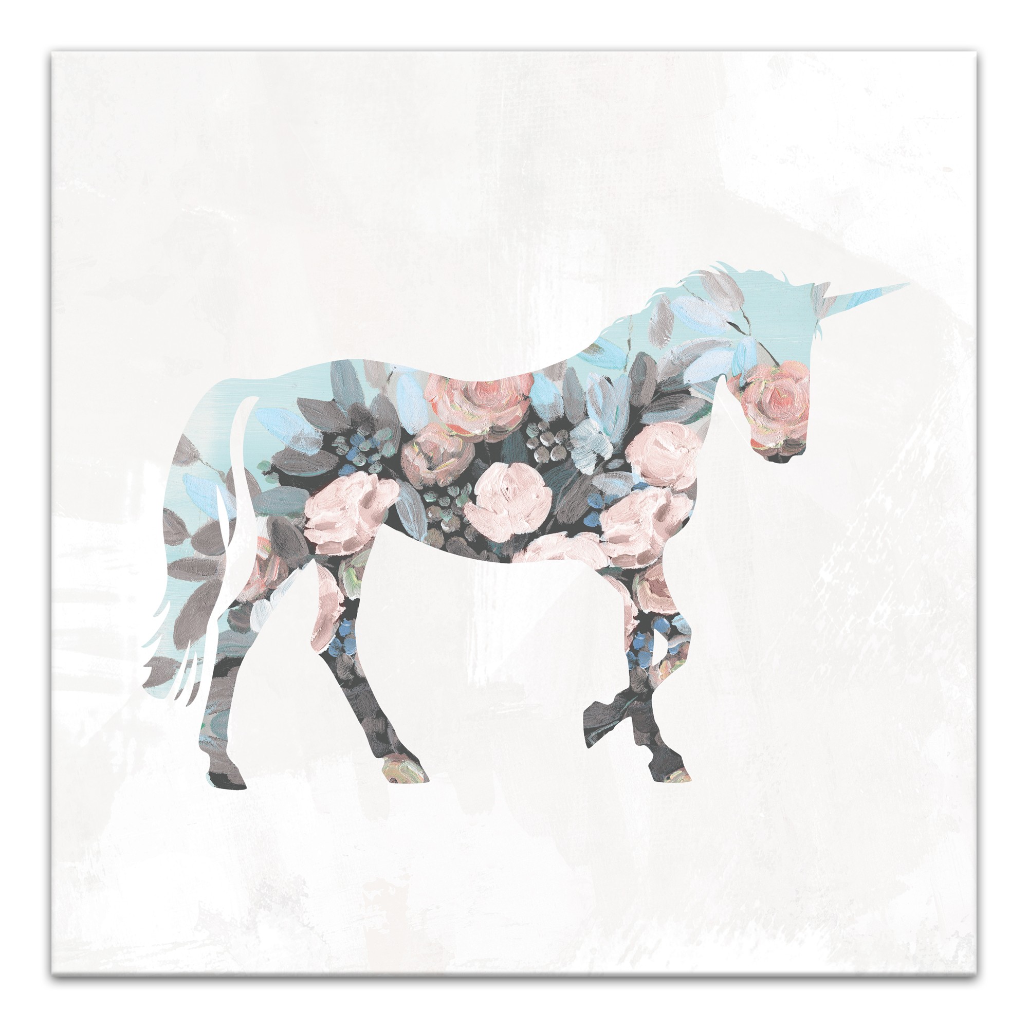 Unicorn Posed With Flowers Wall Art