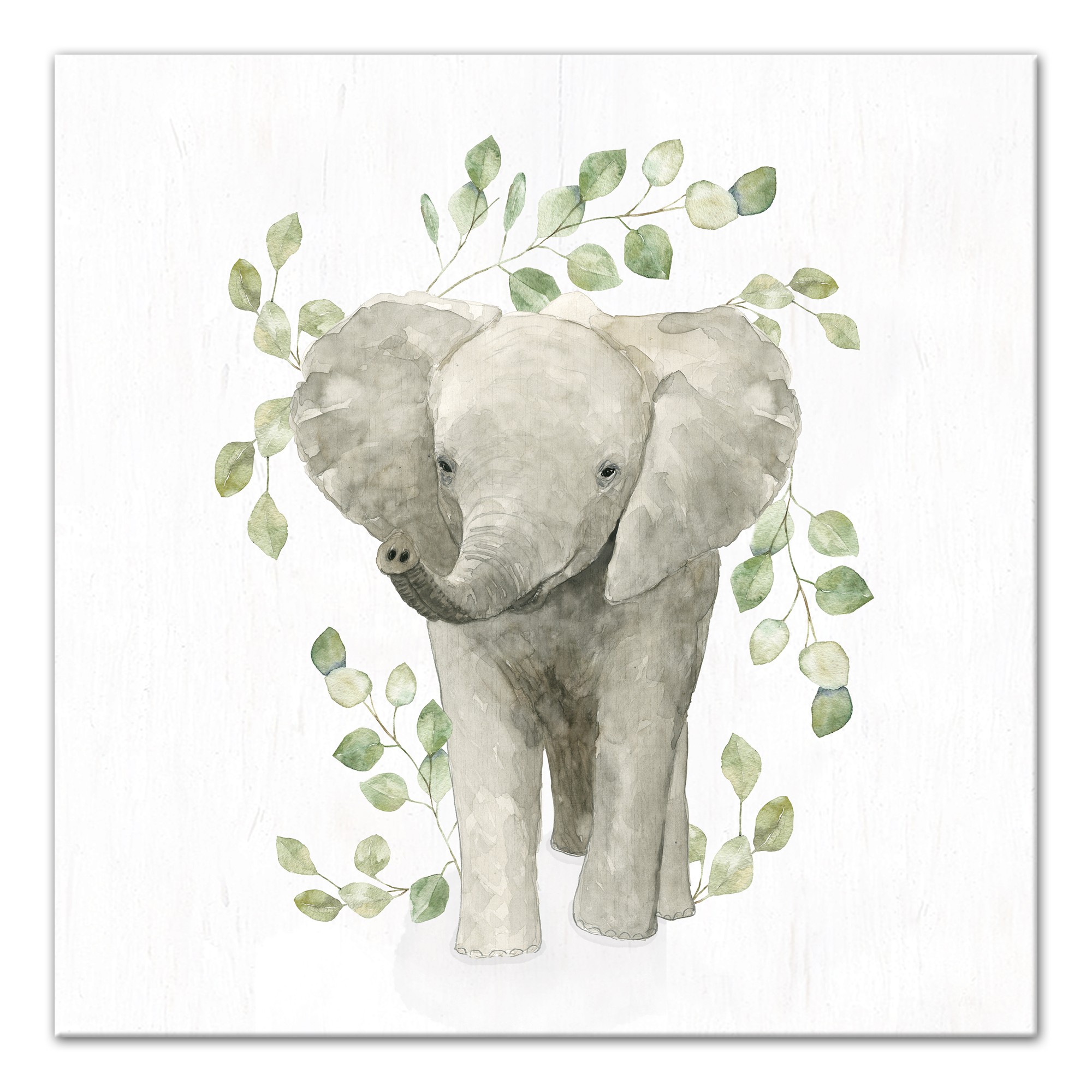 Elephant with Greenery Wall Art