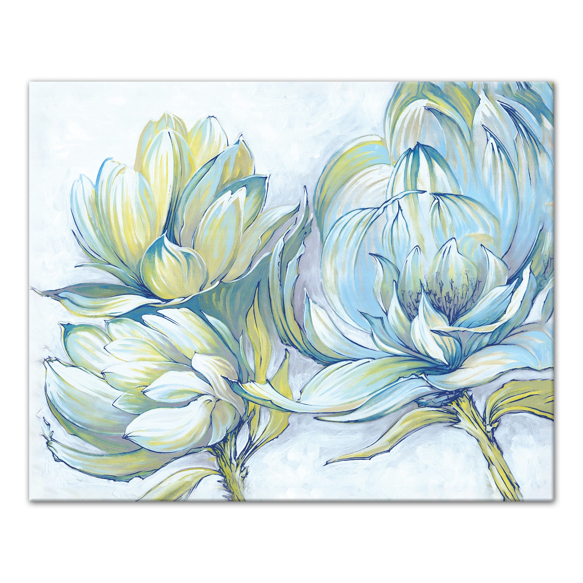 Blue Yellow Botanical 20x16 Canvas Wall Art