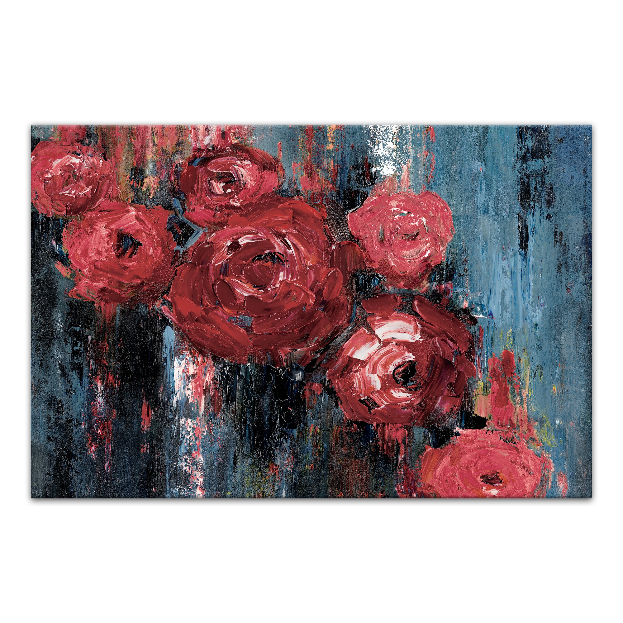 Painted Red Pink Rose 30x20 Canvas Wall Art