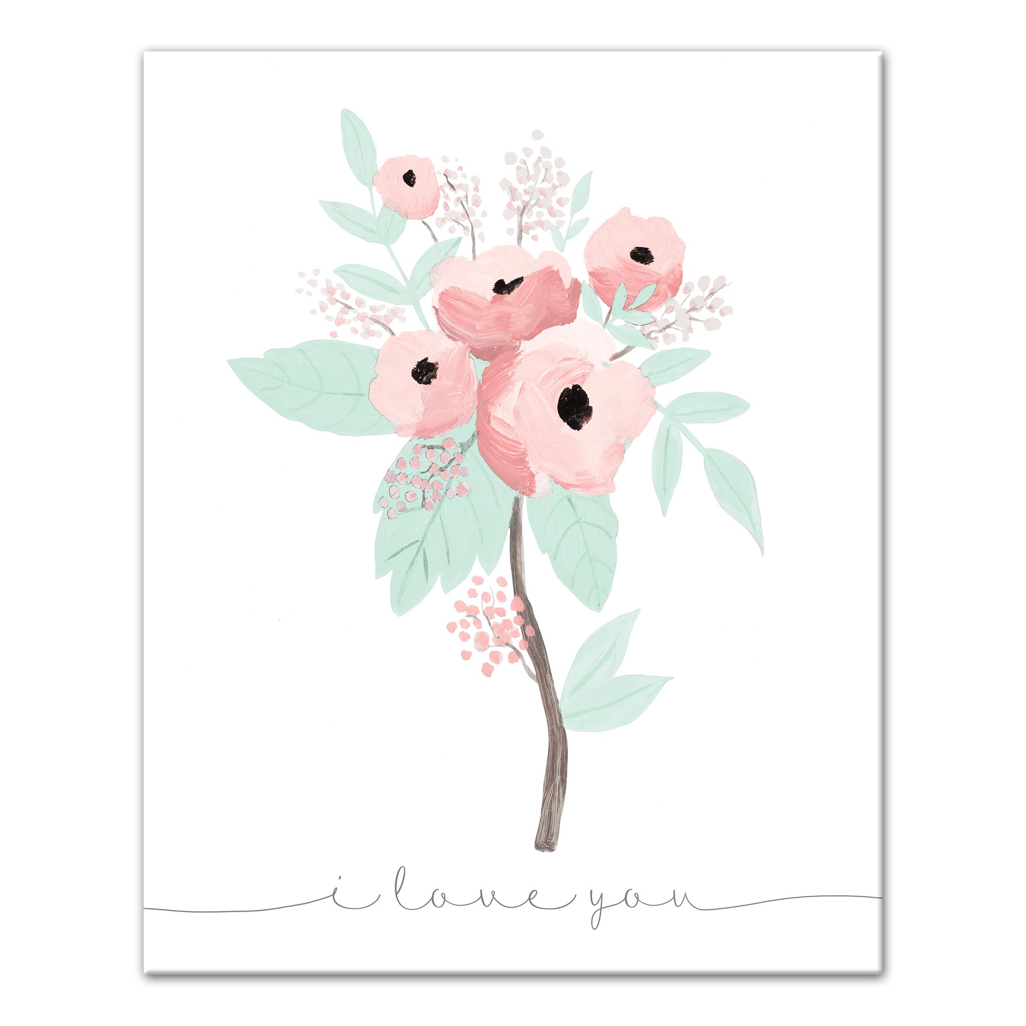 Flowers With Sea Foam 16x20 Canvas Wall Art