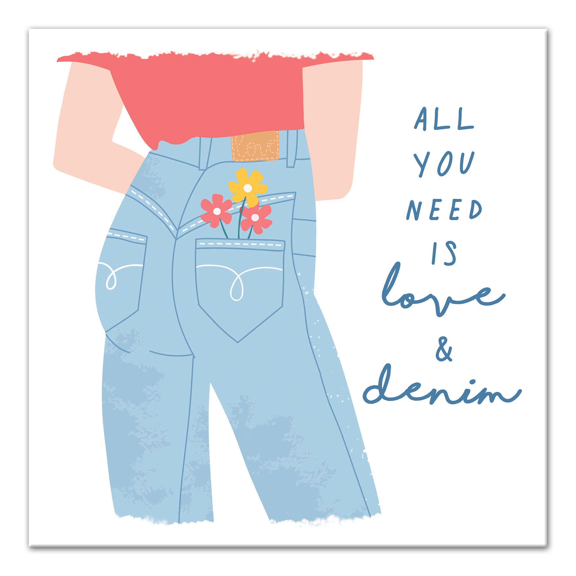 Love And Denim  12x12 Canvas Wall Art