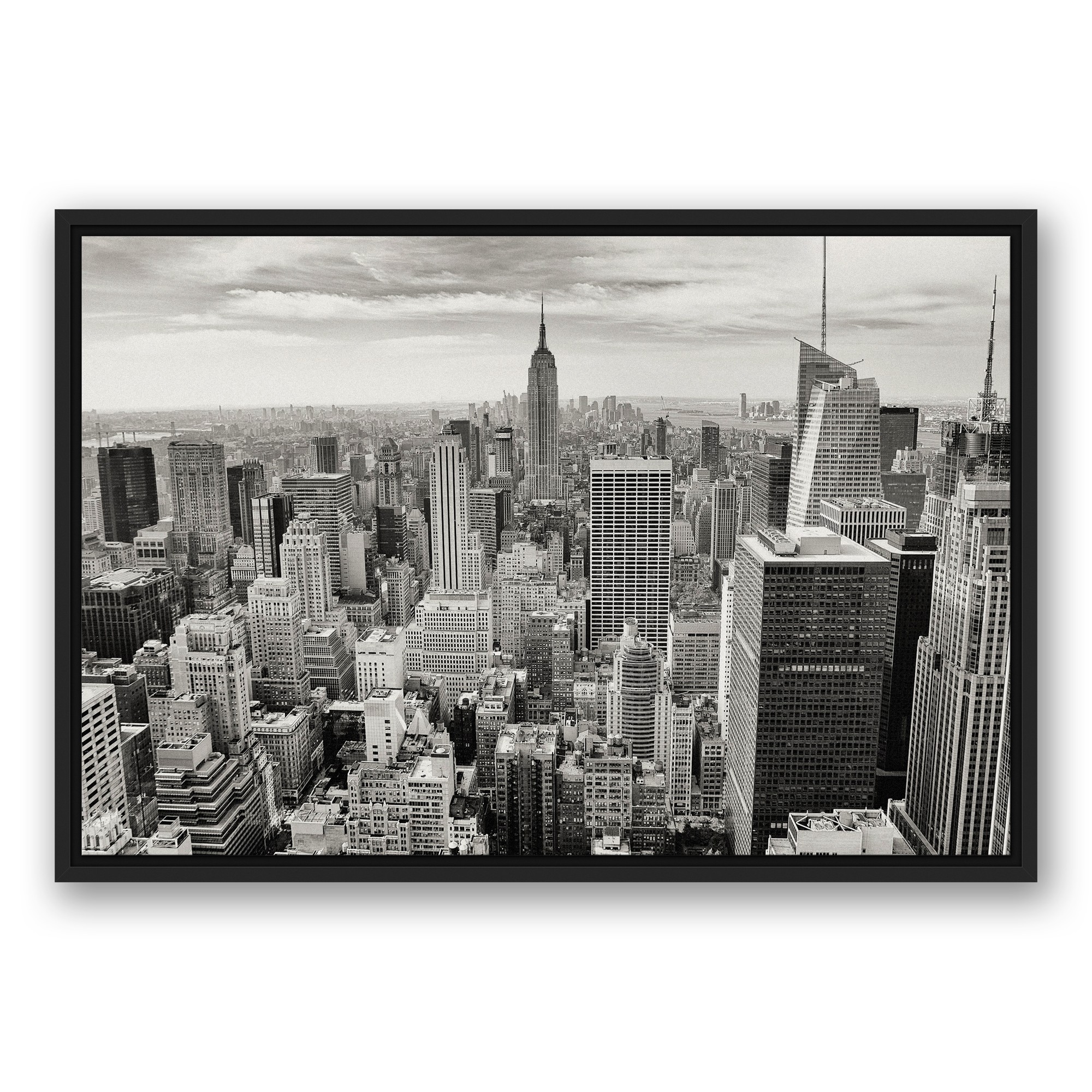 New York City 30x20 Black Floating Framed Canvas