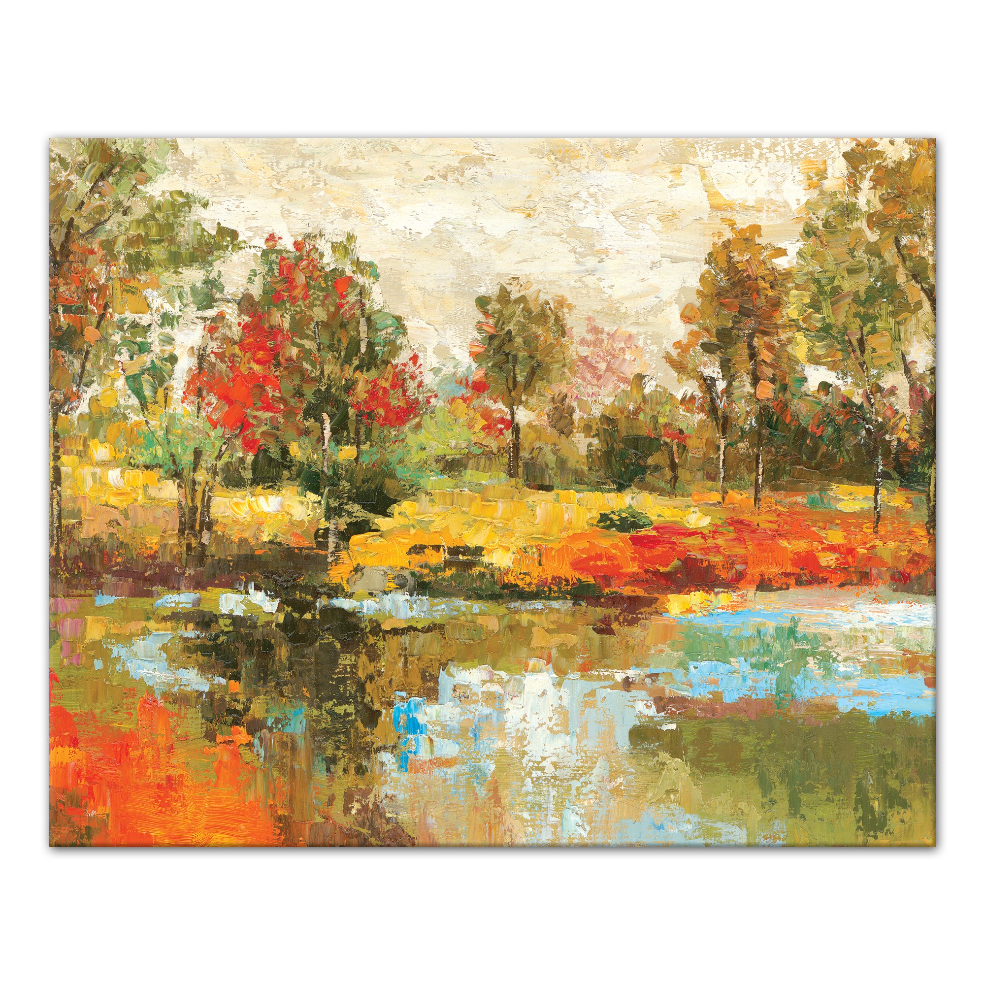 Red Orange Green Landscape 30x24 Canvas Wall Art