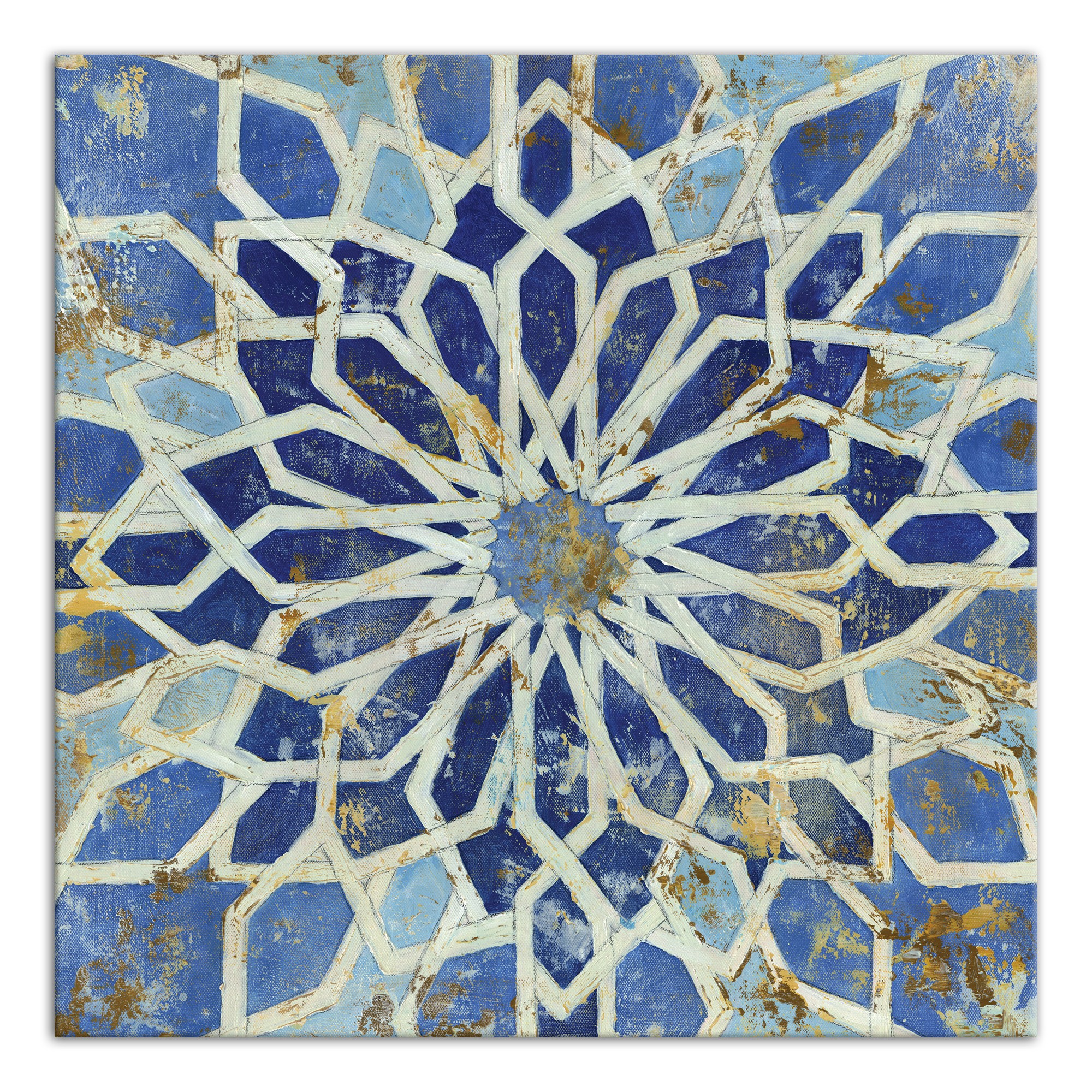Decorative Blue Tile Pattern 24x24 Canvas Wall Art