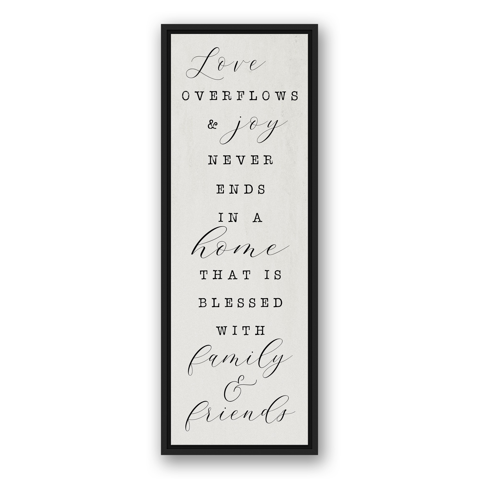 Love Overflows 12x36 Black Floating Framed Canvas