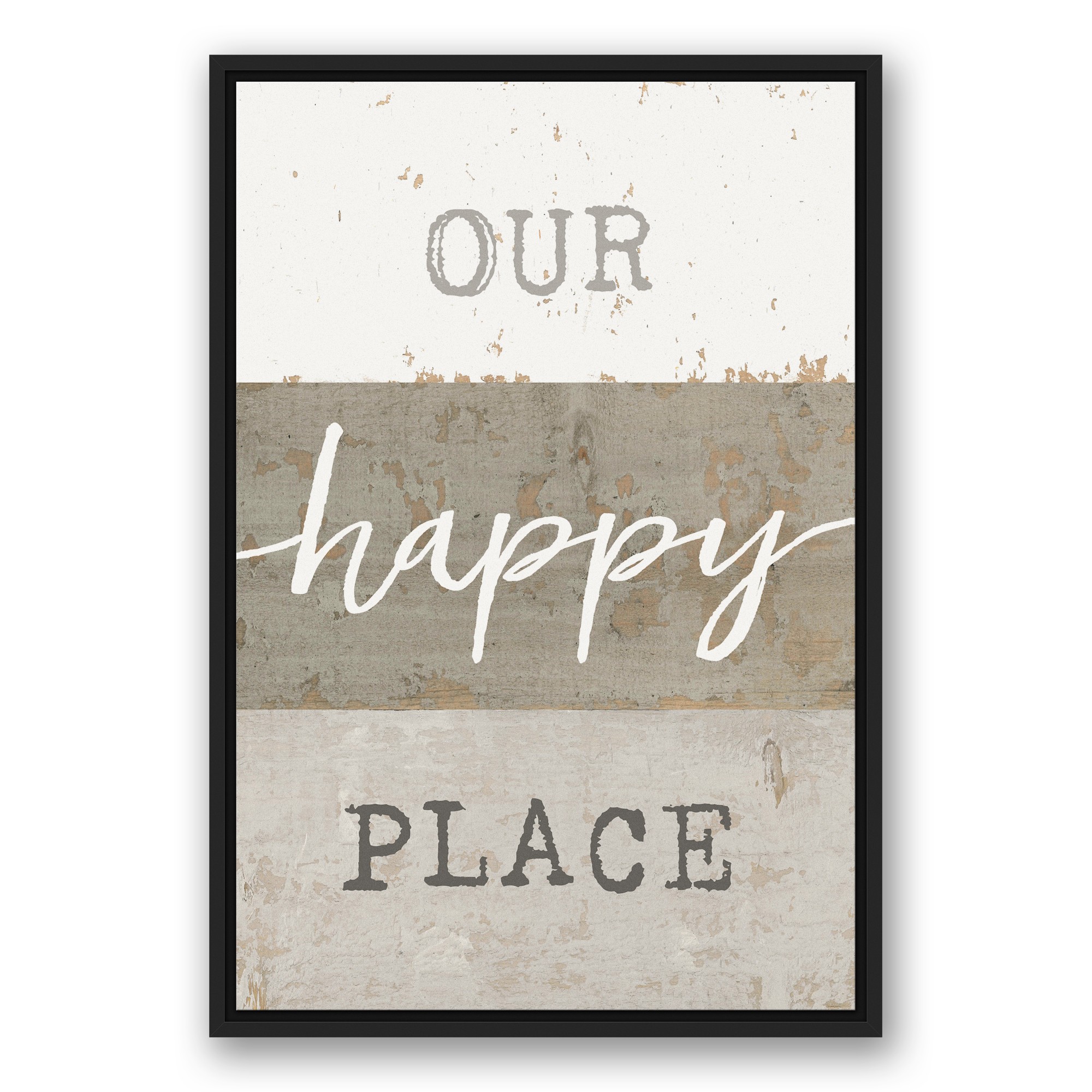 Our Happy Place 20x30 Black Floating Framed Canvas