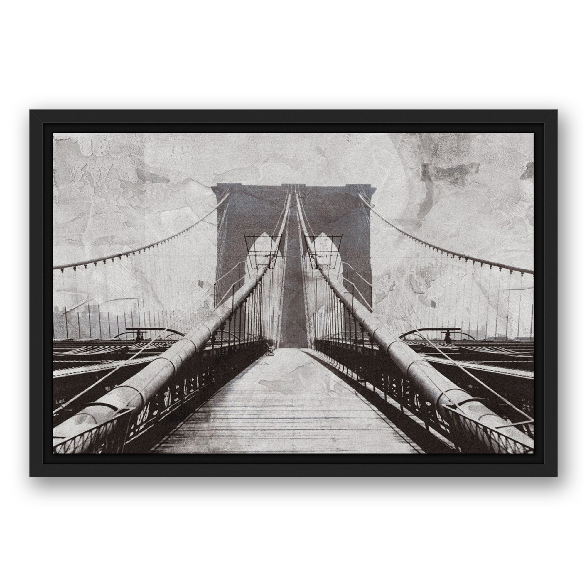Brooklyn Bridge 18x12 Black Floating Framed Canvas