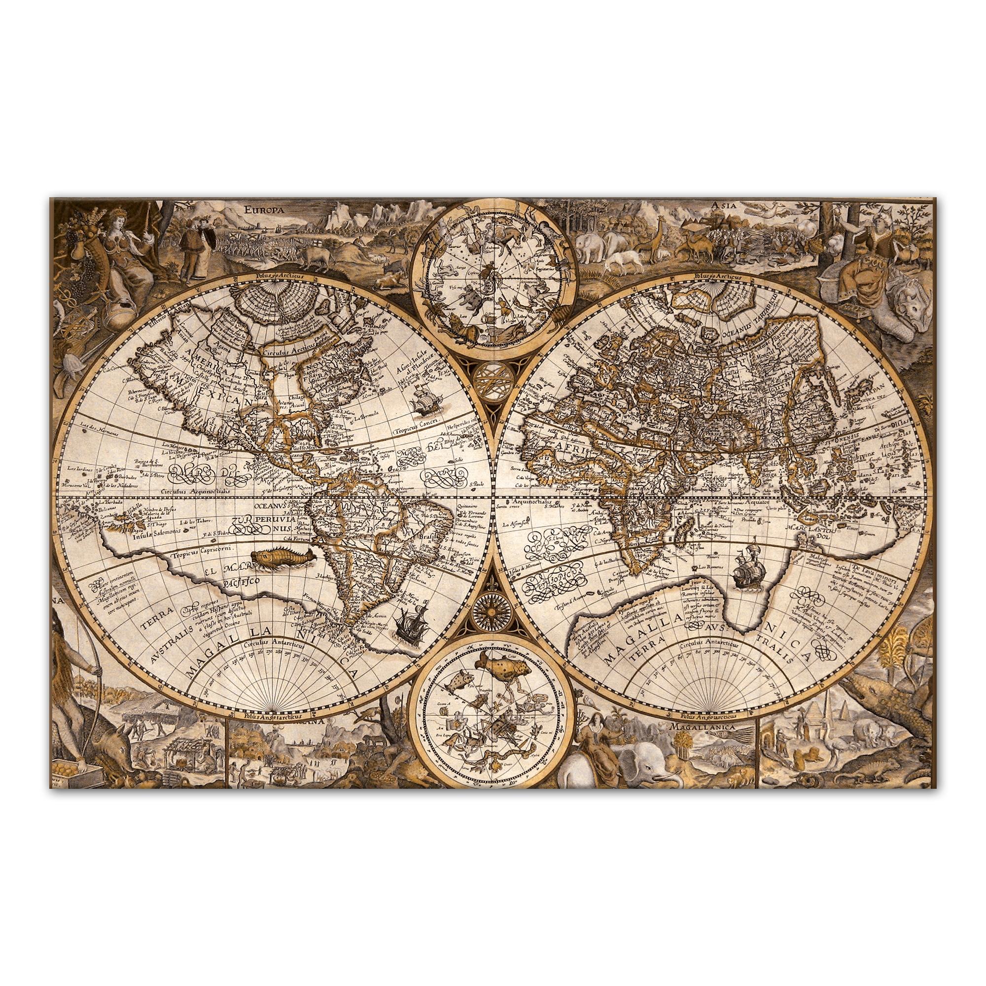 Old World Map 18x12 Canvas Wall Art