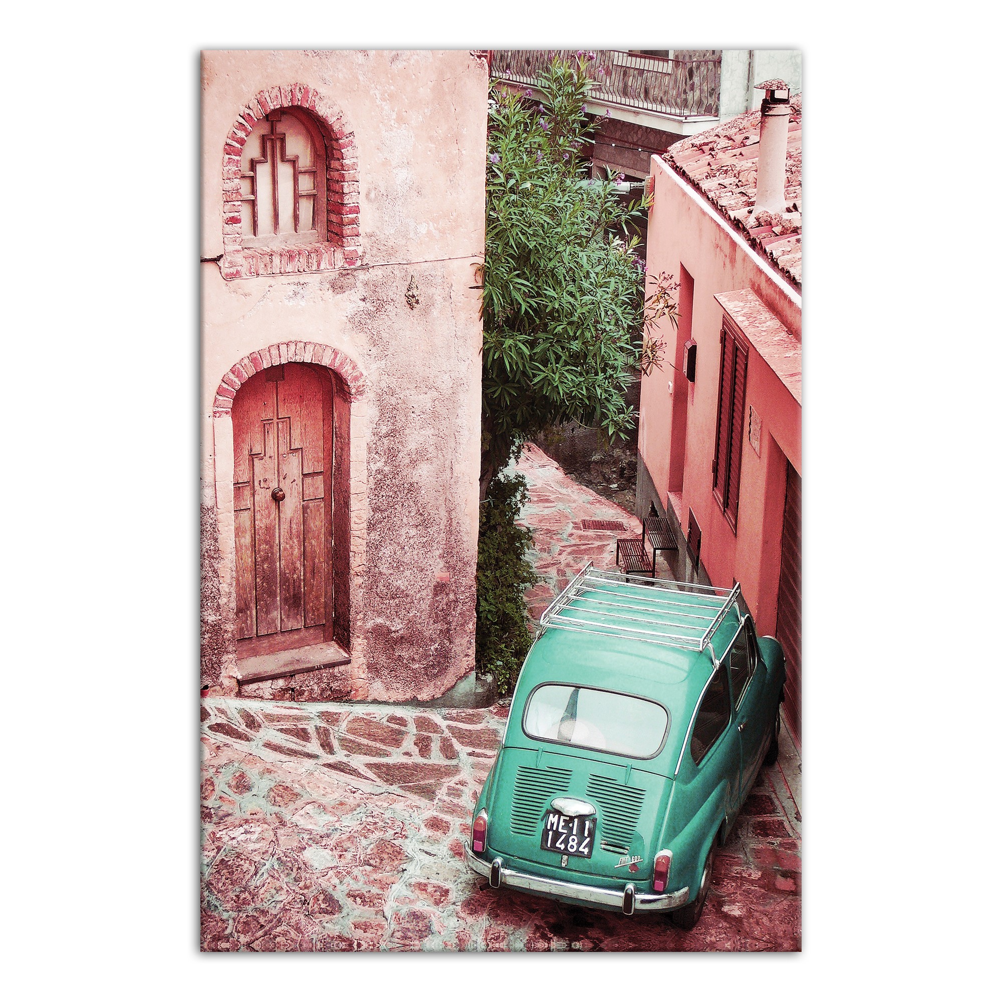 Pink Streets Vintage Car 20x30 Canvas Wall Art