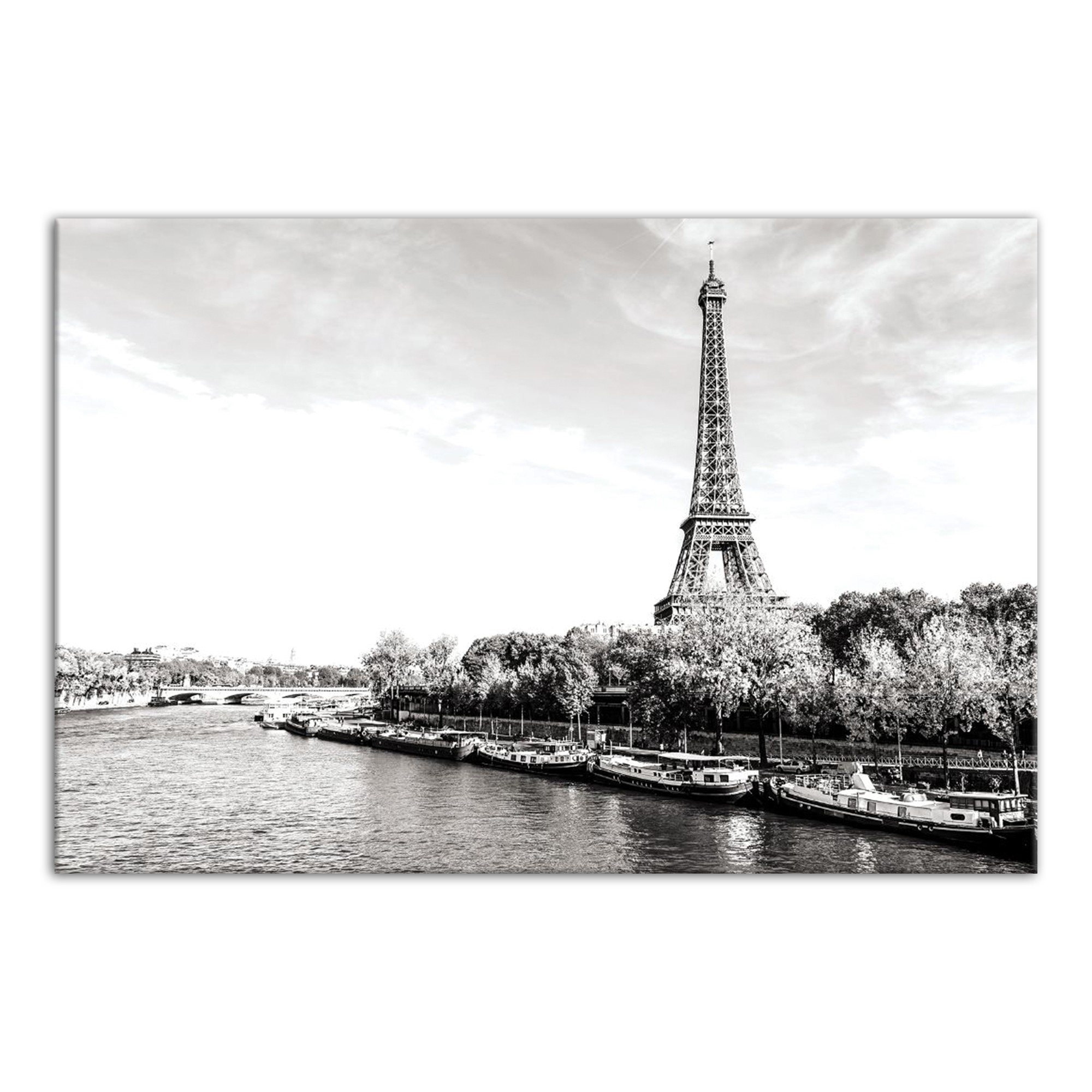 Bridge With Eiffel  30x20 Canvas Wall Art