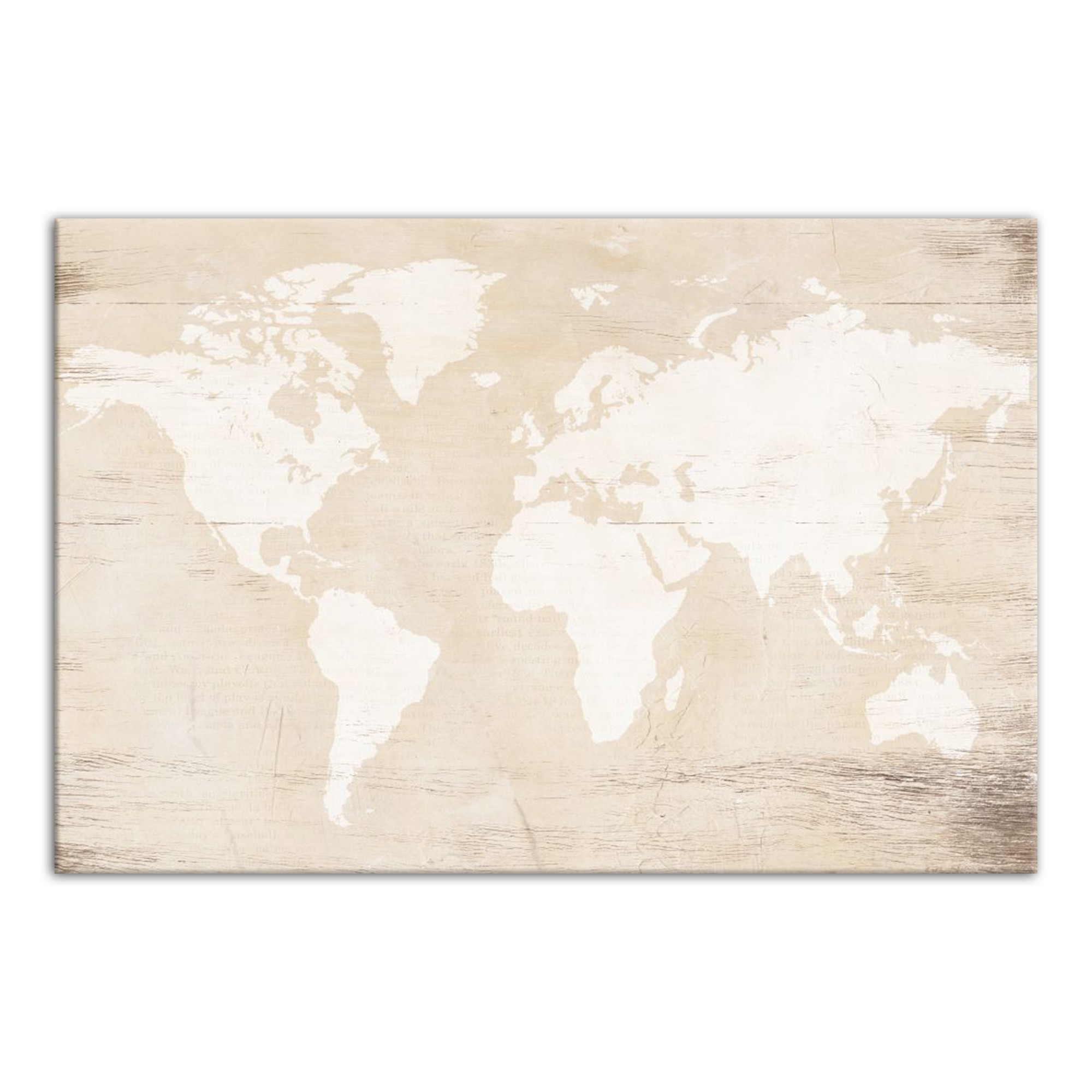 Distressed White Map Panel  18x12 Canvas Wall Art