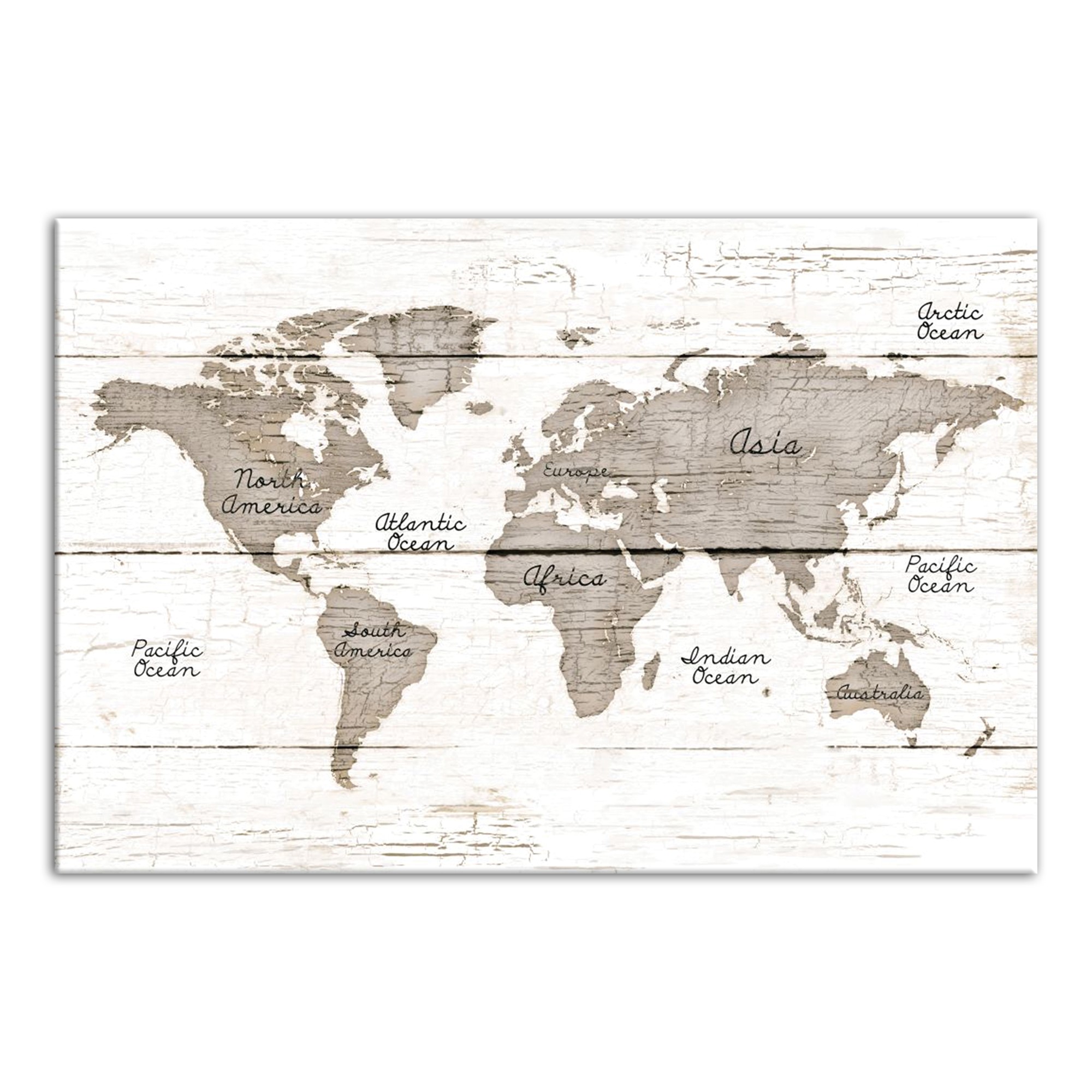 World Map Wood Planks 30x20 Canvas Wall Art