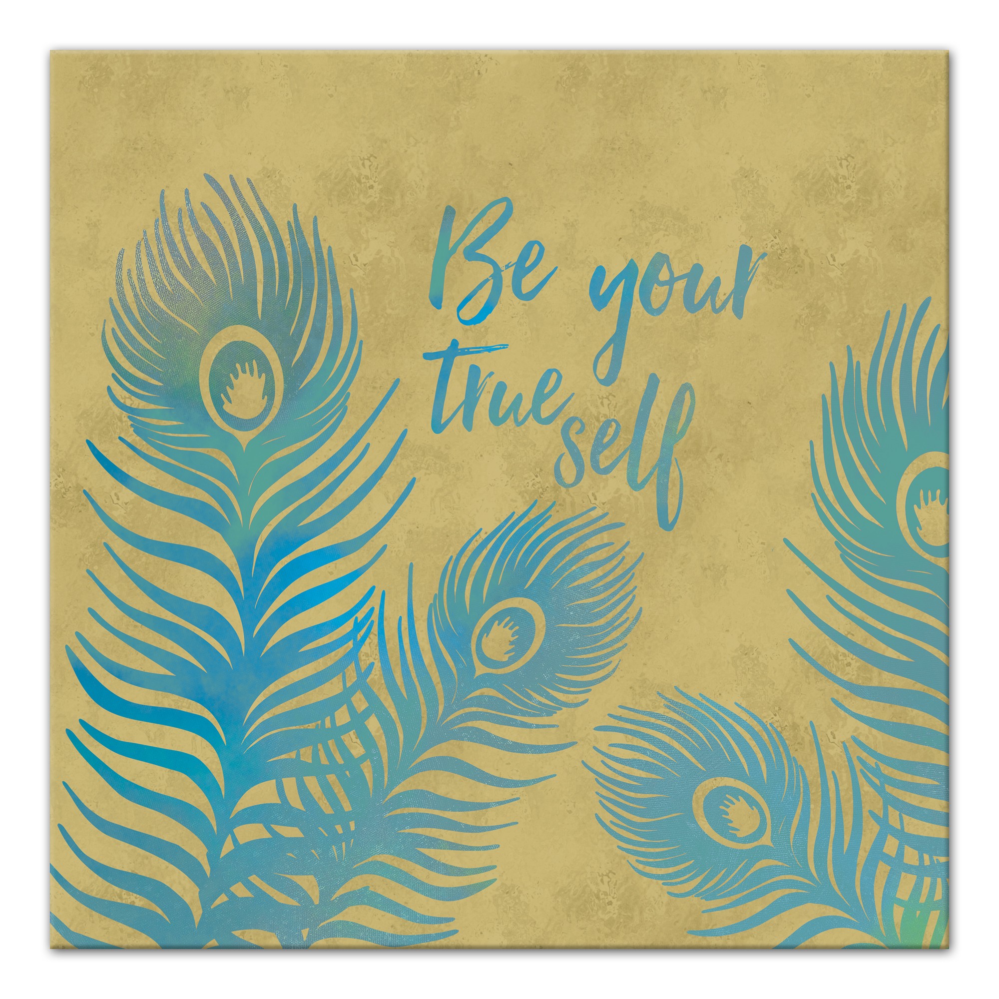 True Self Peacock Feathers 20x20 Canvas Wall Art