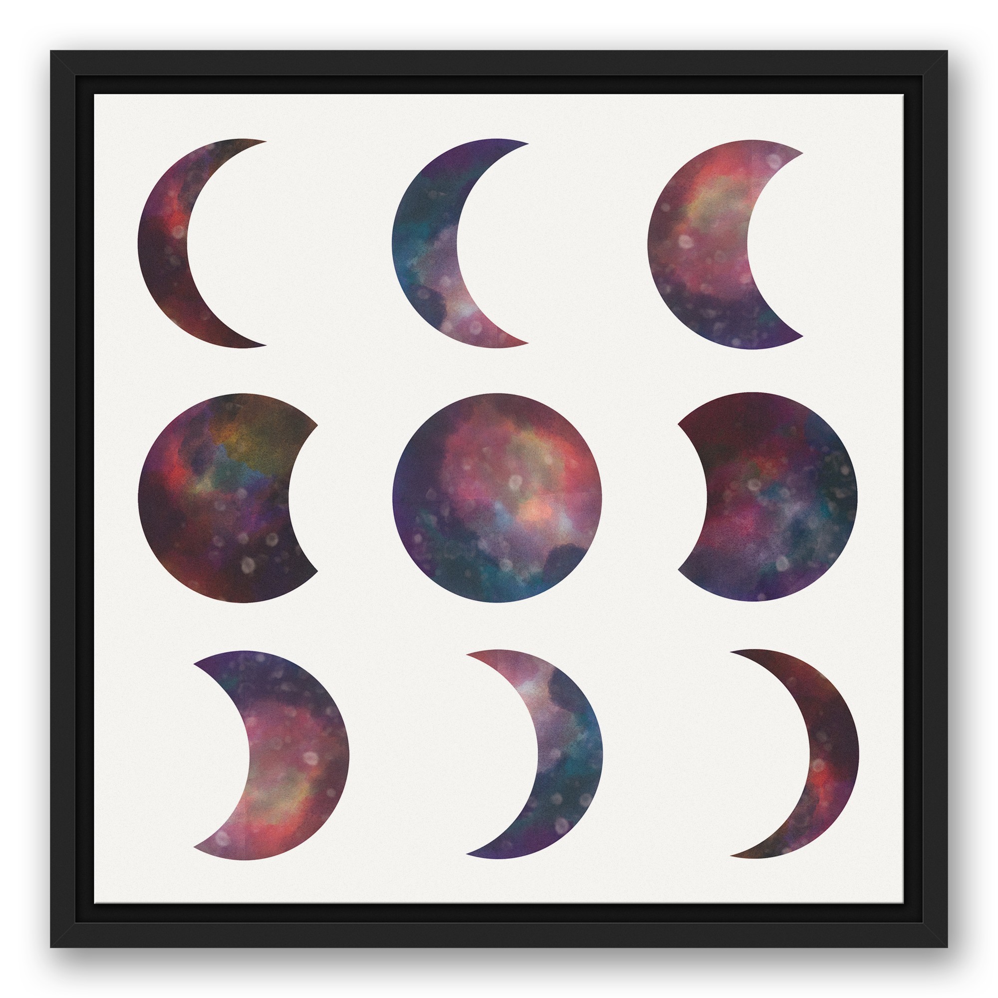 Galaxy Moons 16x16 Black Floating Framed Canvas